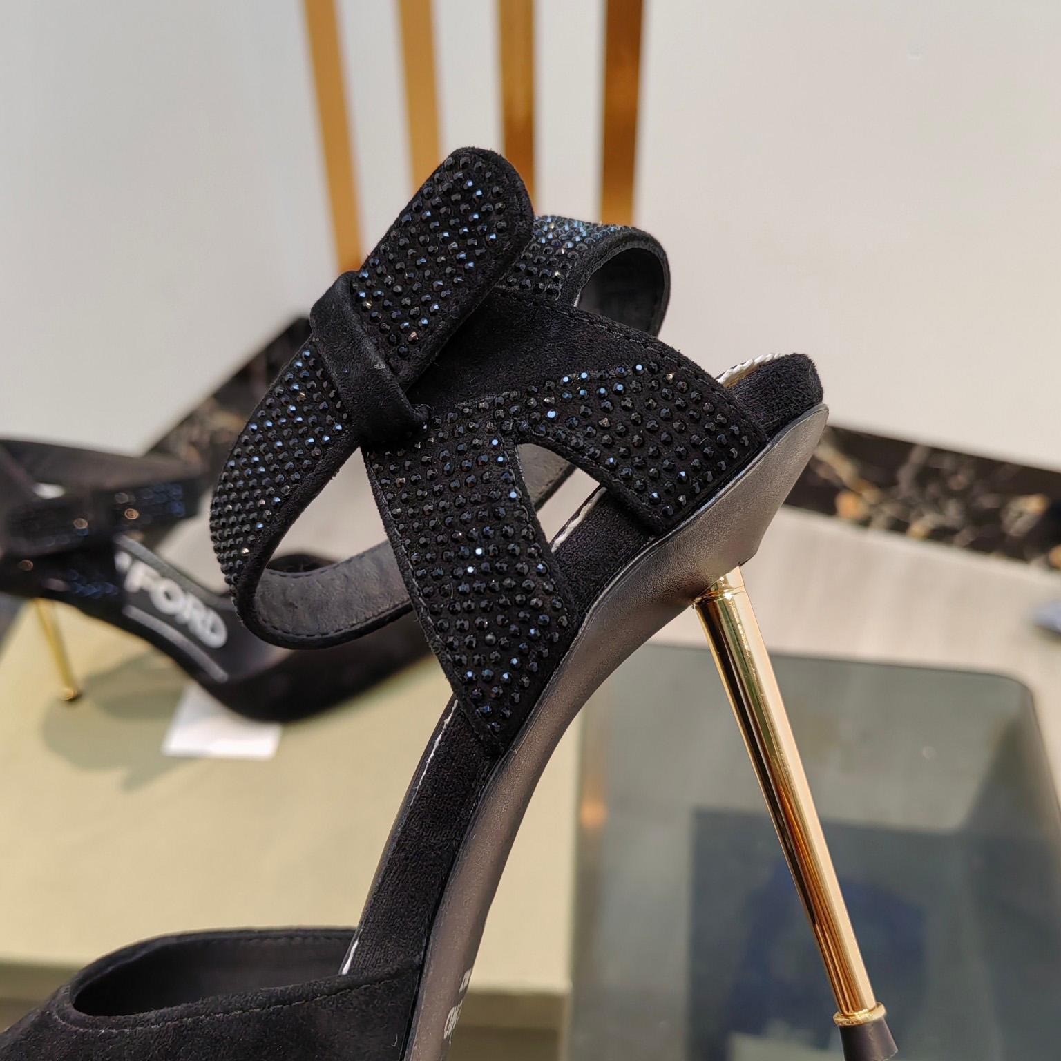 Tom Ford Asymmetric Crystal Ankle Strap Pumps - 