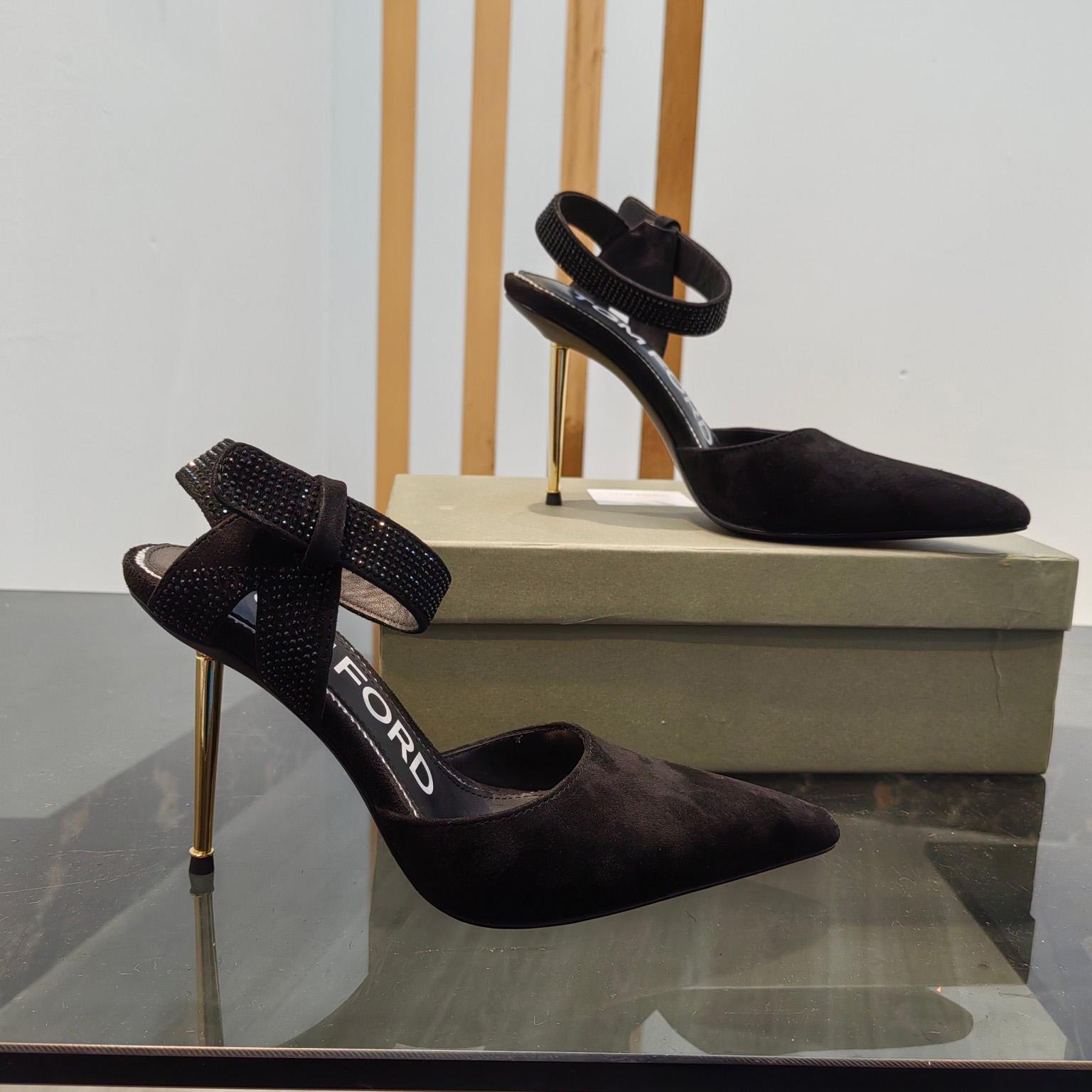 Tom Ford Asymmetric Crystal Ankle Strap Pumps - 