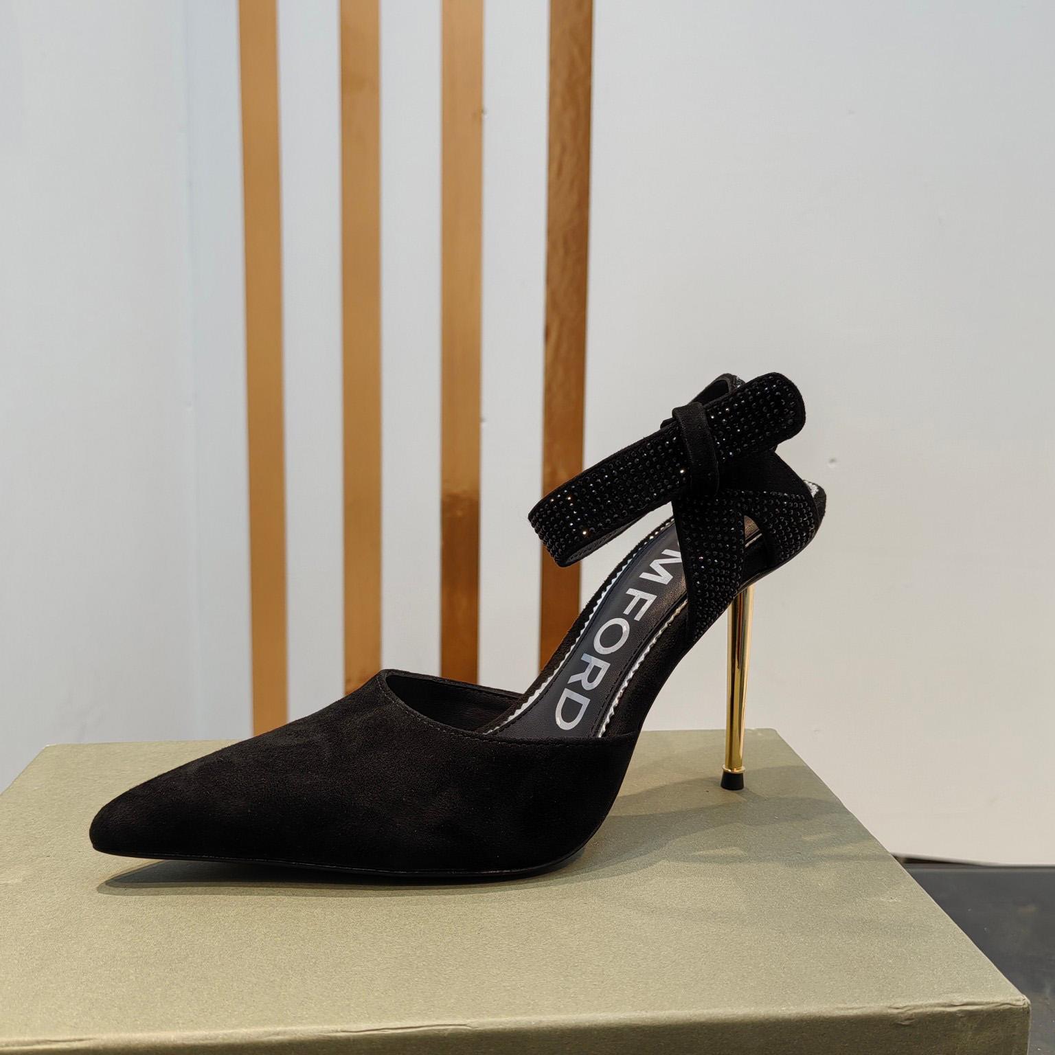 Tom Ford Asymmetric Crystal Ankle Strap Pumps - 