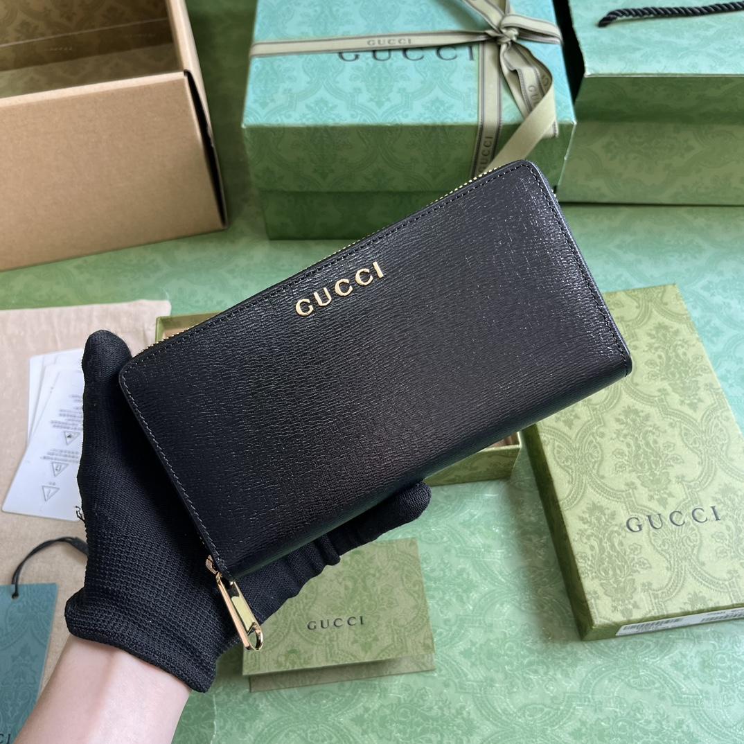 Gucci Zip Around Wallet With Gucci Script (20x 12.5 x4cm) - PerfectKickZ