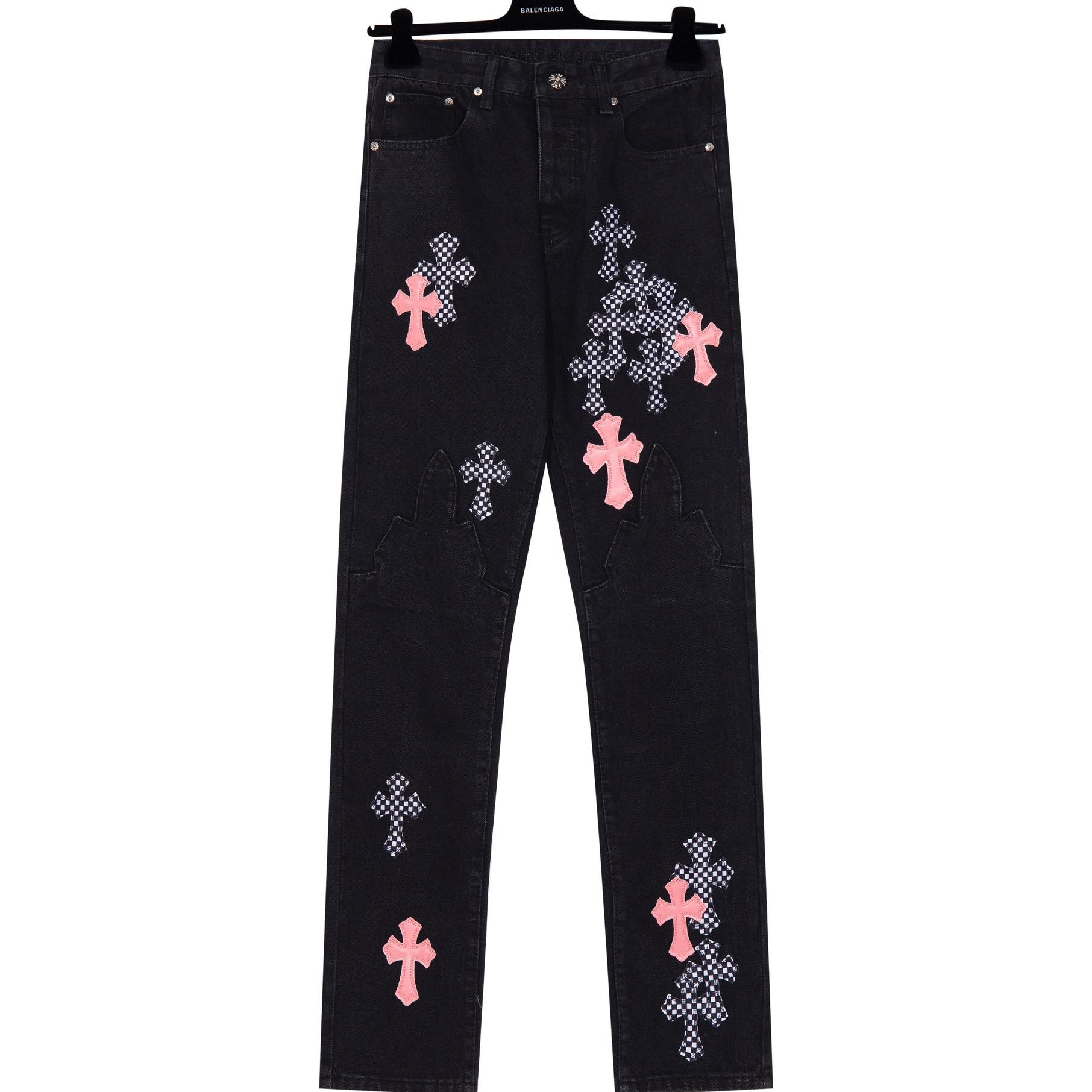 Chrome Heart Cross Patch Denim Jeans - PerfectKickZ