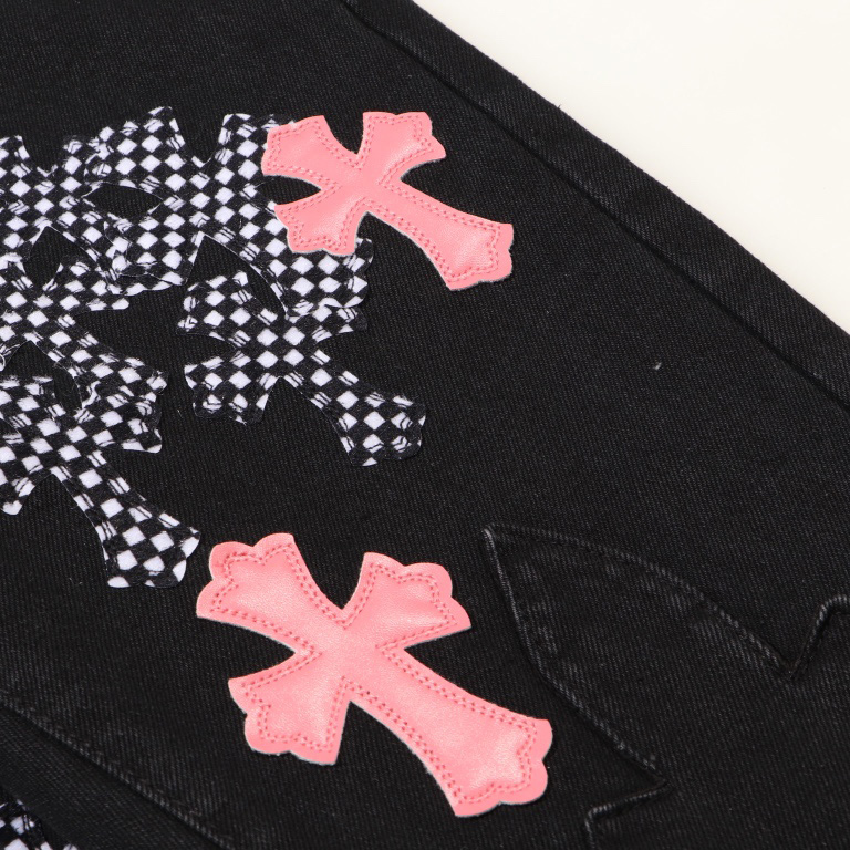Chrome Heart Cross Patch Denim Jeans - PerfectKickZ
