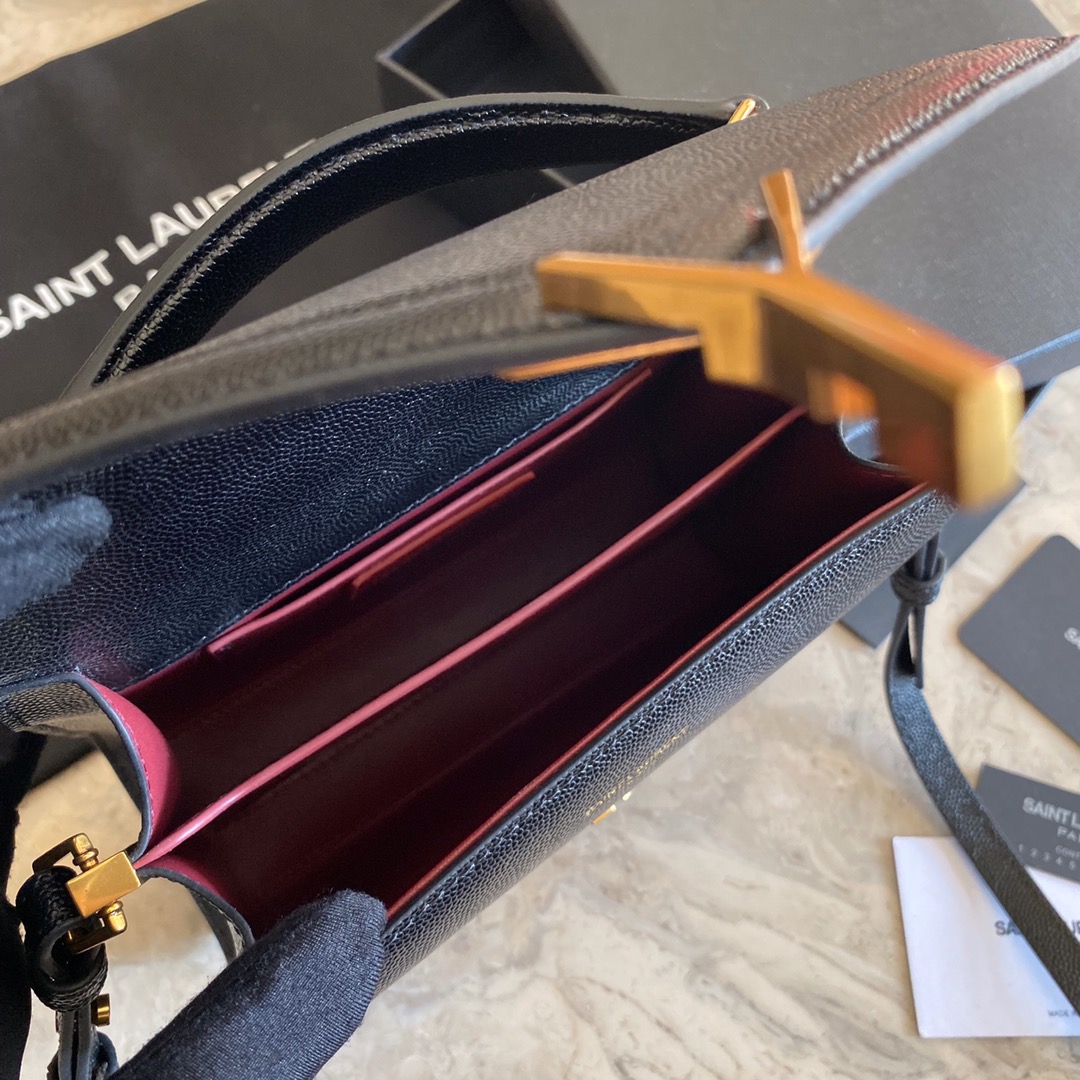 Saint Laurent Cassandra Mini Top Handle Bag In Grain De Poudre Embossed Leather - PerfectKickZ