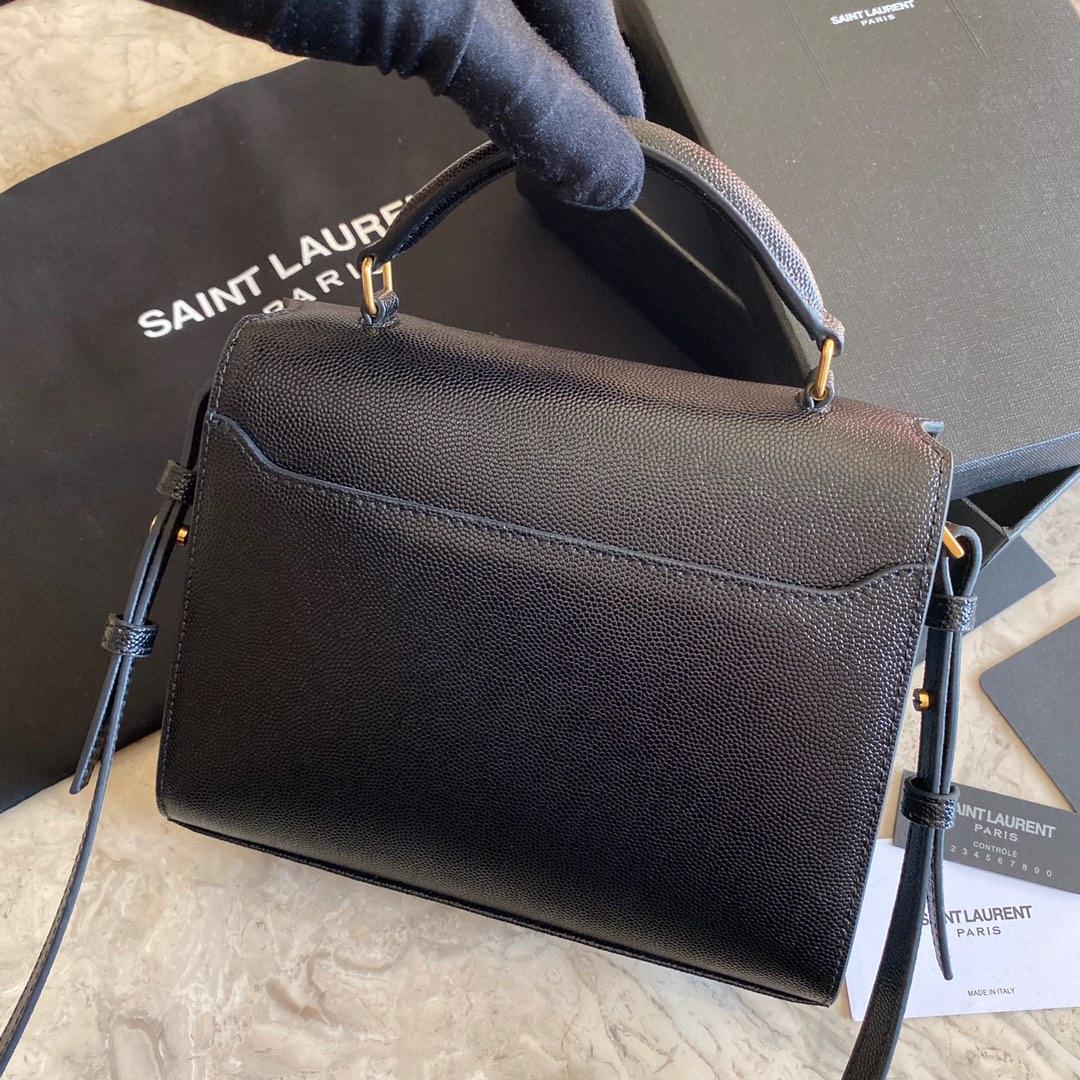Saint Laurent Cassandra Mini Top Handle Bag In Grain De Poudre Embossed Leather - PerfectKickZ