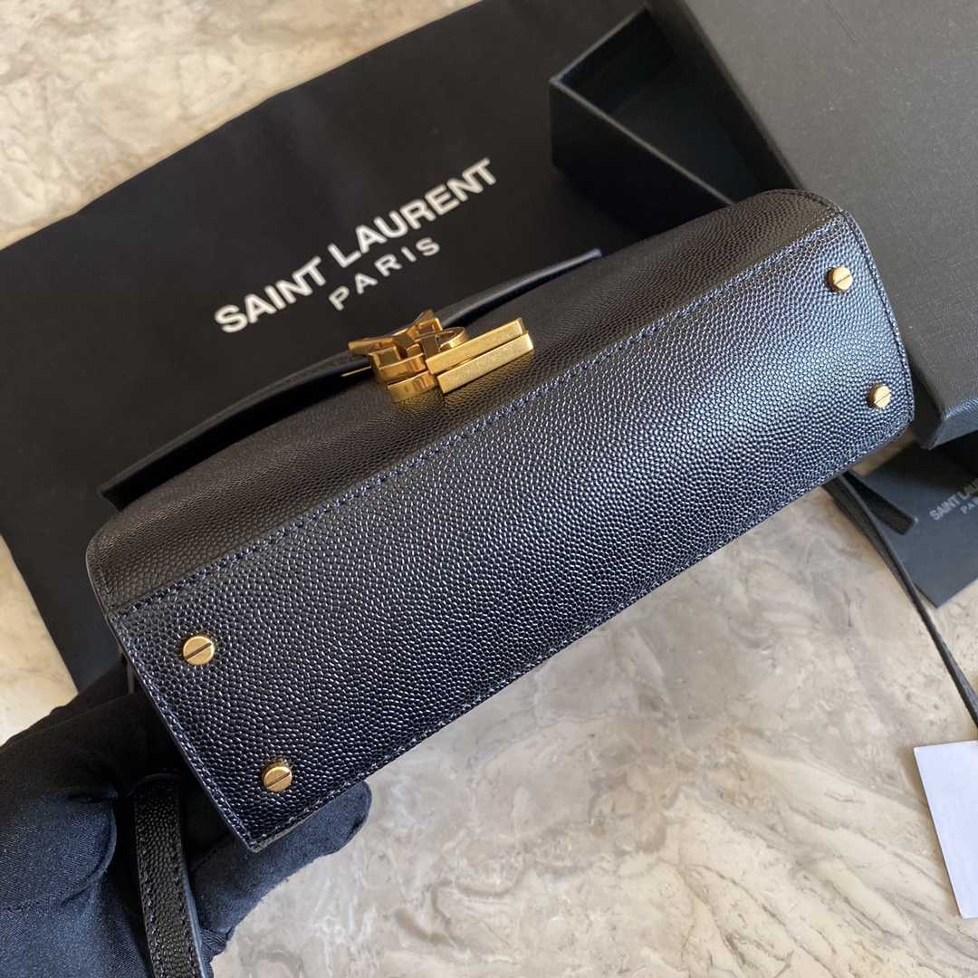 Saint Laurent Cassandra Mini Top Handle Bag In Grain De Poudre Embossed Leather - PerfectKickZ