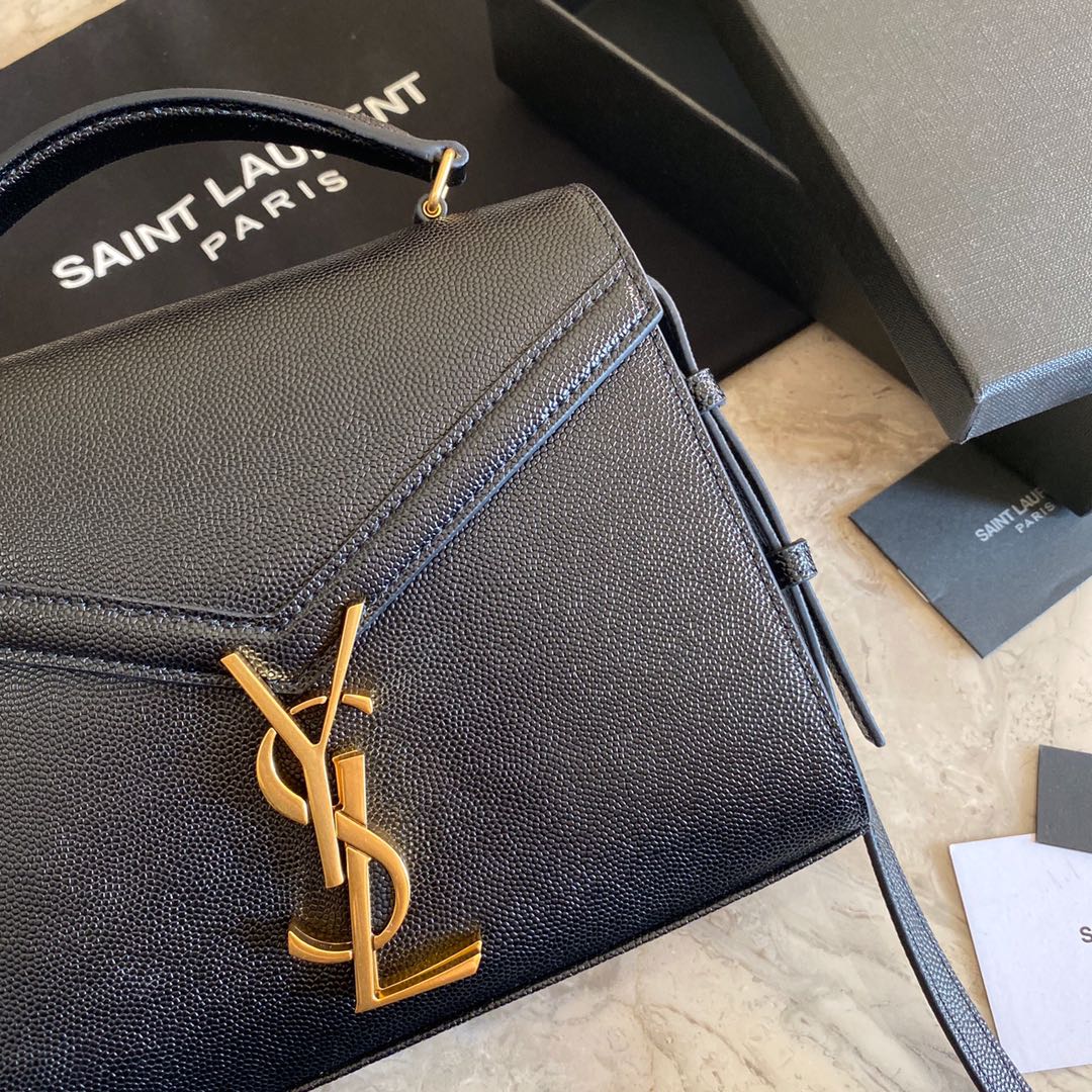 Saint Laurent Cassandra Mini Top Handle Bag In Grain De Poudre Embossed Leather - PerfectKickZ