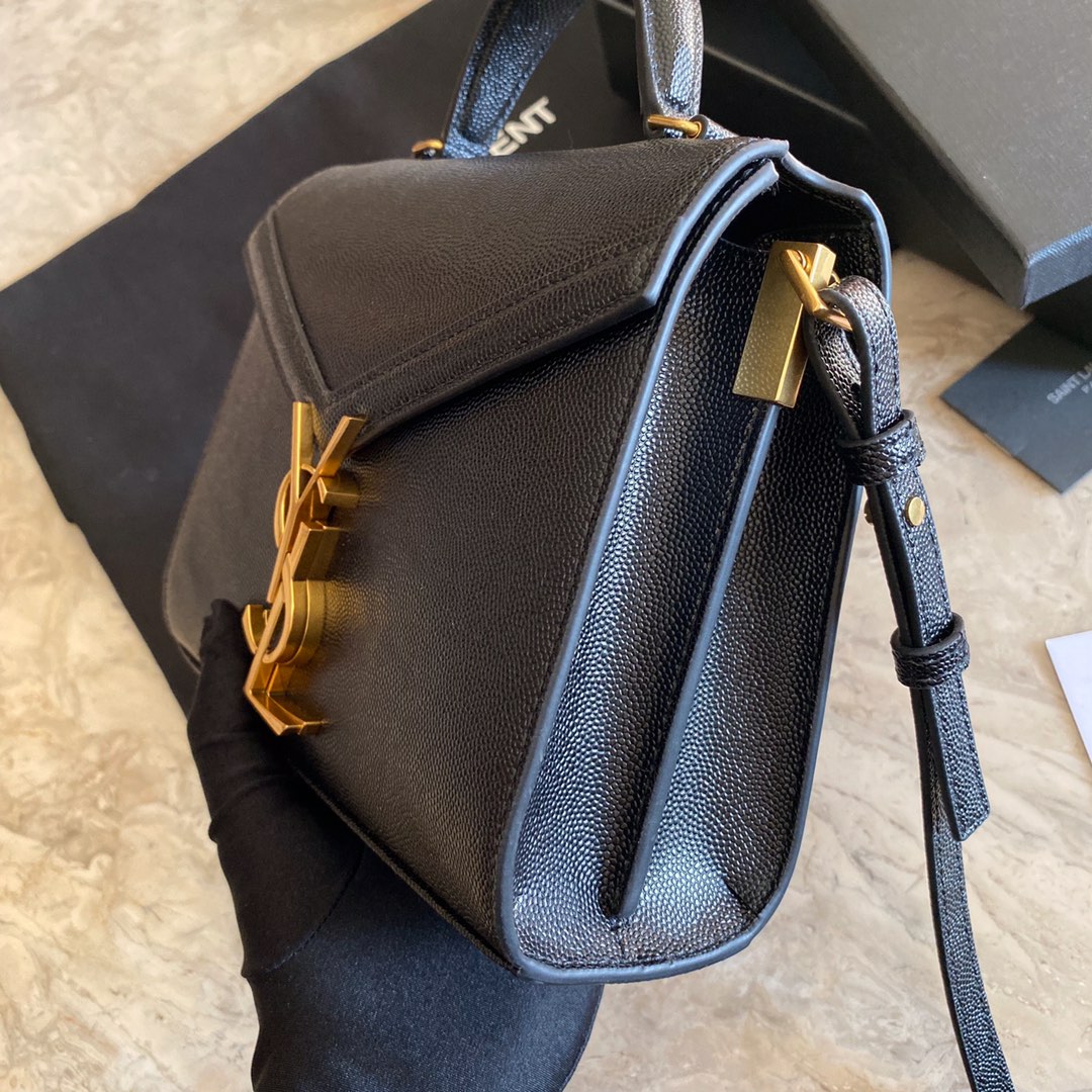 Saint Laurent Cassandra Mini Top Handle Bag In Grain De Poudre Embossed Leather - PerfectKickZ