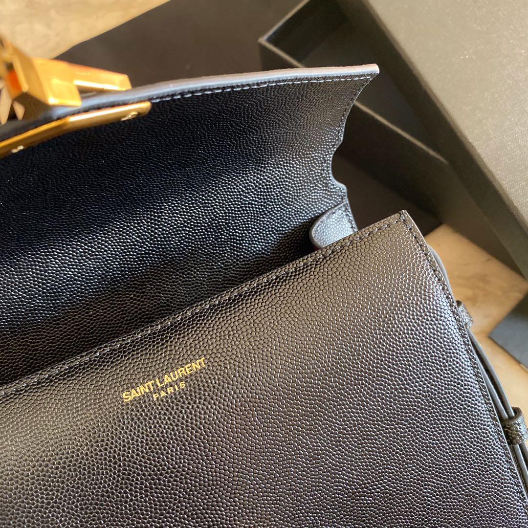 Saint Laurent Cassandra Mini Top Handle Bag In Grain De Poudre Embossed Leather - PerfectKickZ