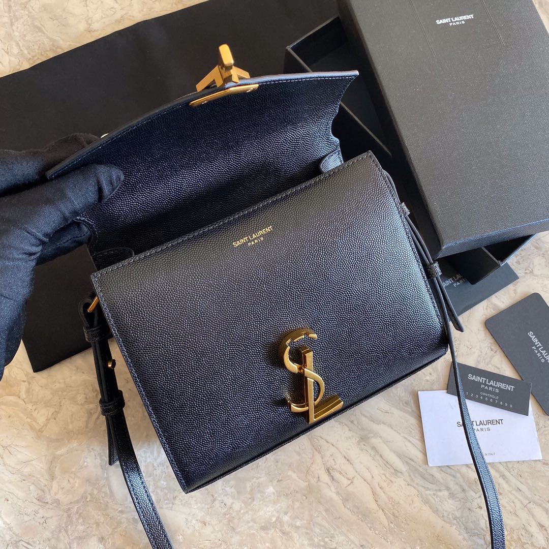 Saint Laurent Cassandra Mini Top Handle Bag In Grain De Poudre Embossed Leather - PerfectKickZ