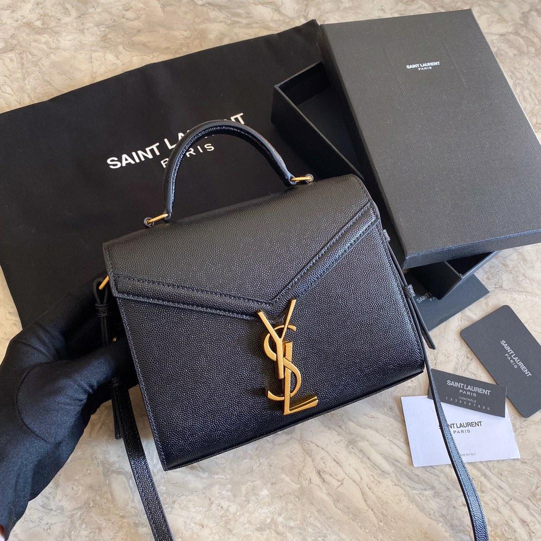 Saint Laurent Cassandra Mini Top Handle Bag In Grain De Poudre Embossed Leather - PerfectKickZ