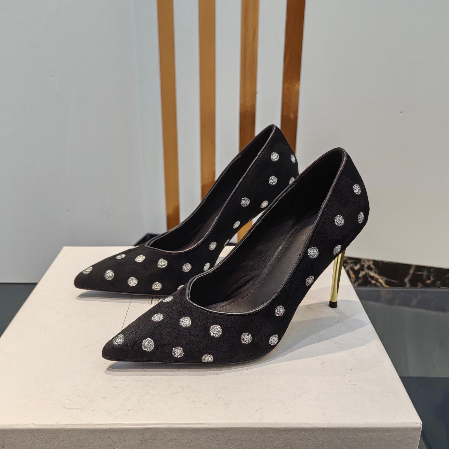 Balmain Polka Dot Velvet Pumps  - PerfectKickZ