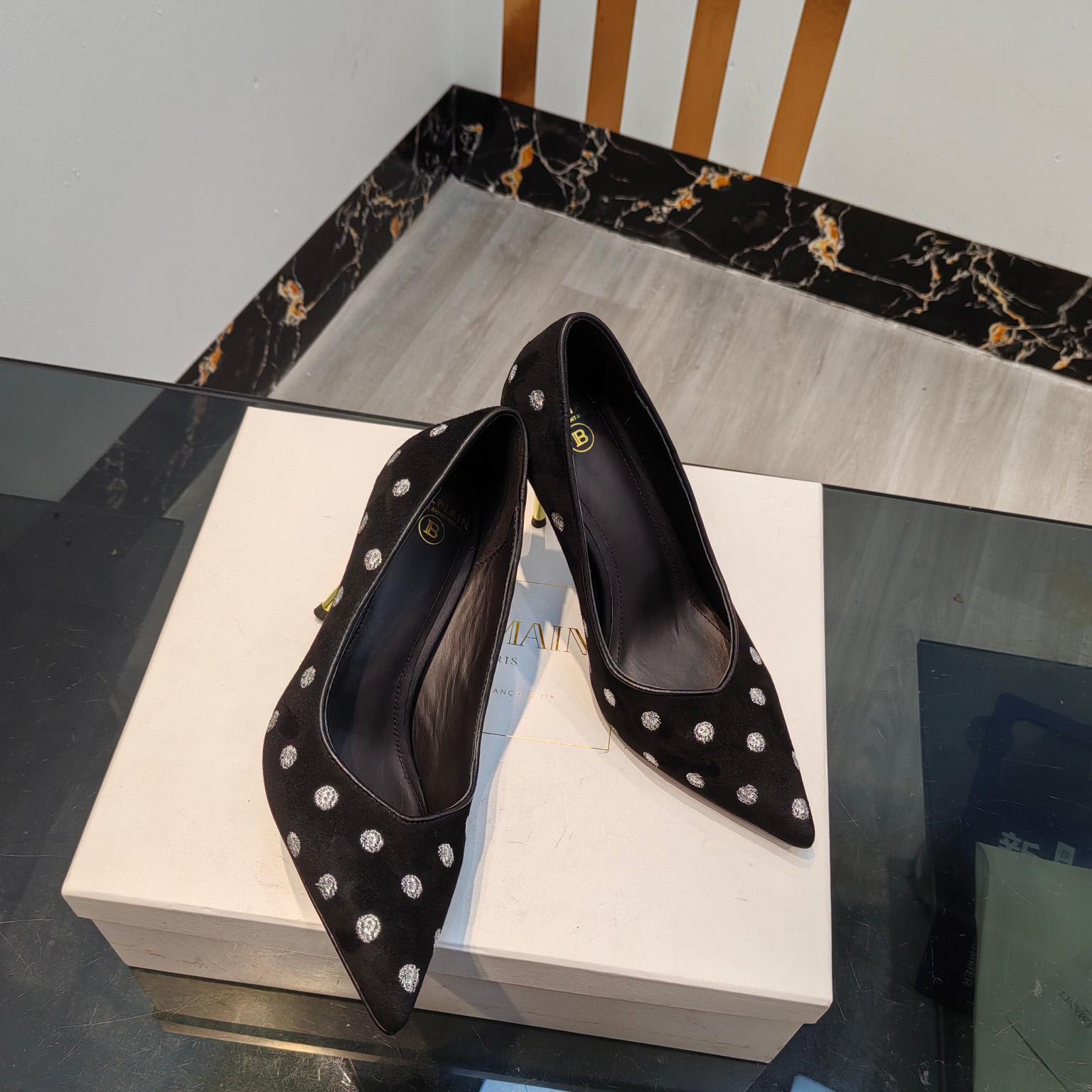 Balmain Polka Dot Velvet Pumps  - PerfectKickZ