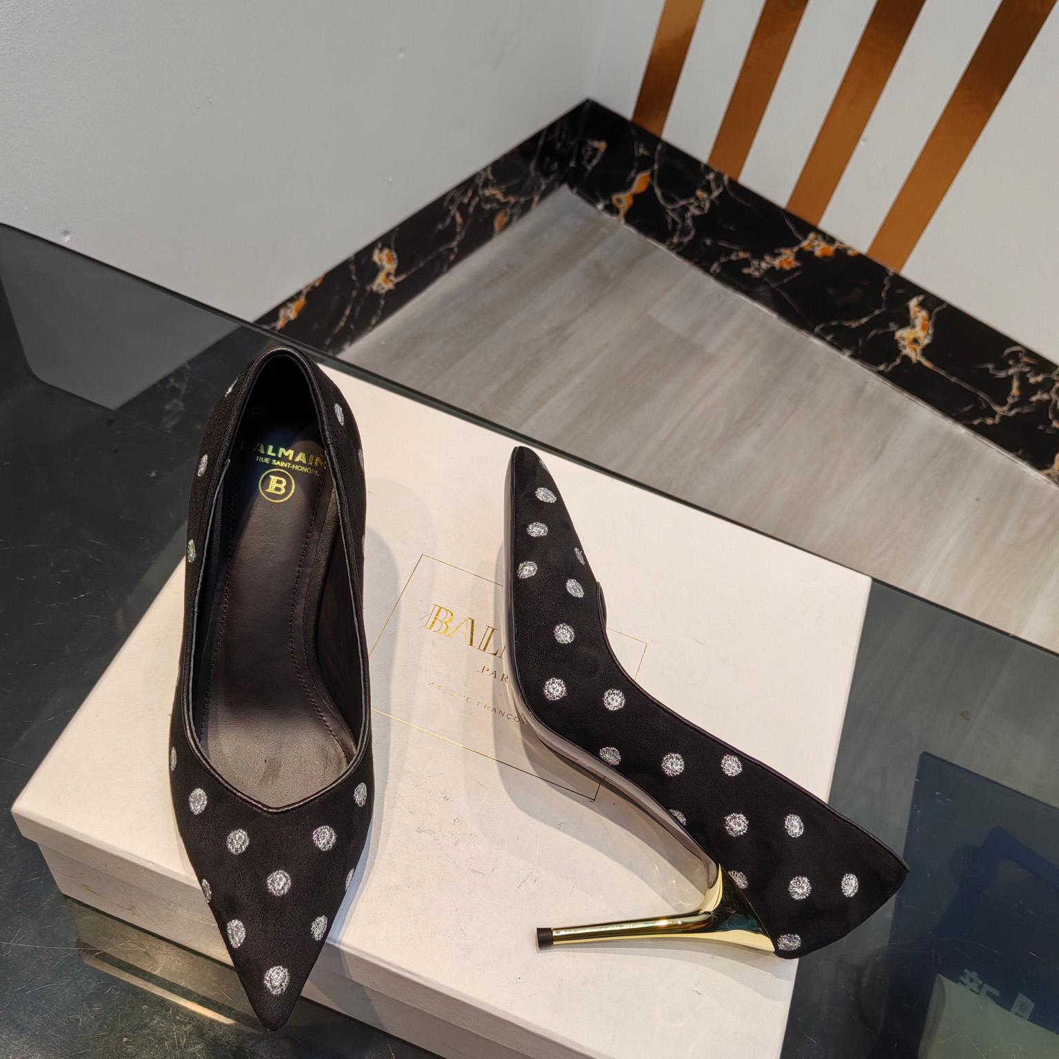 Balmain Polka Dot Velvet Pumps  - PerfectKickZ