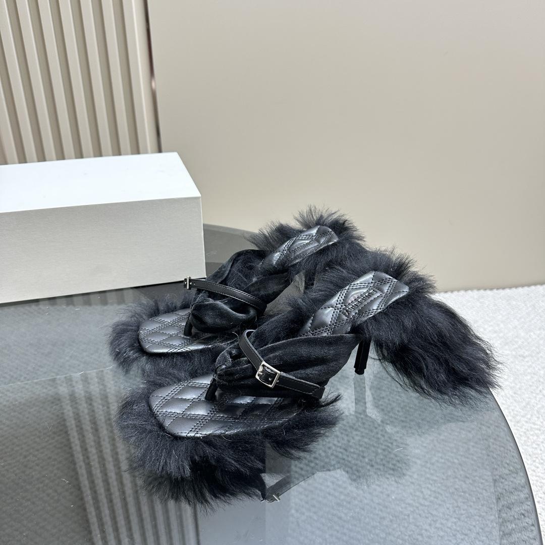 Burberry Shearling Step Post Sandals - PerfectKickZ