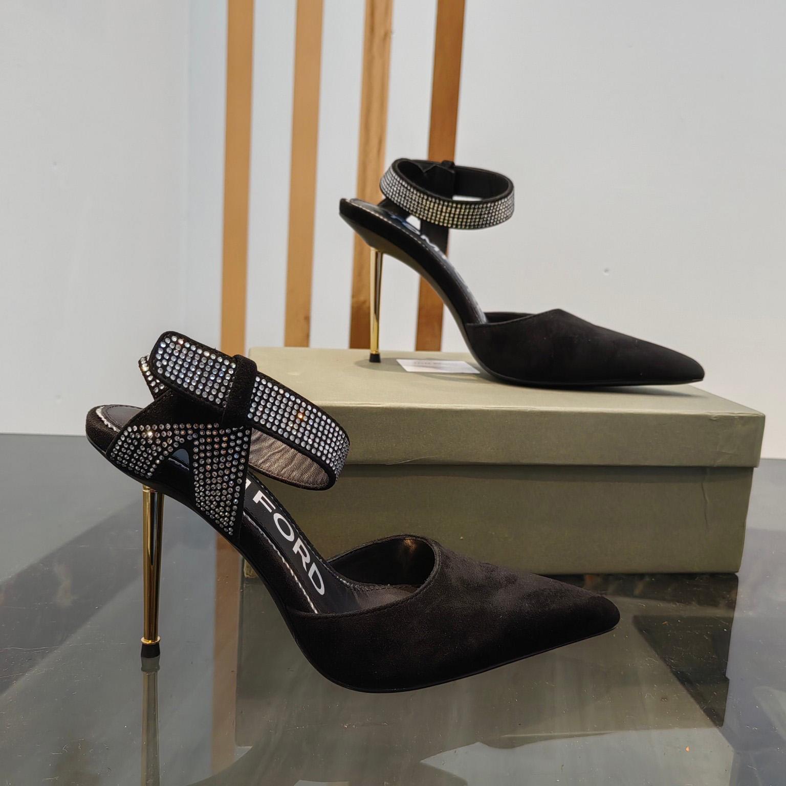 Tom Ford Asymmetric Crystal Ankle Strap Pumps - PerfectKickZ