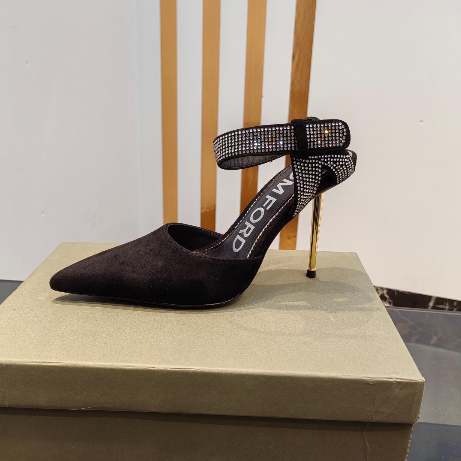 Tom Ford Asymmetric Crystal Ankle Strap Pumps - PerfectKickZ
