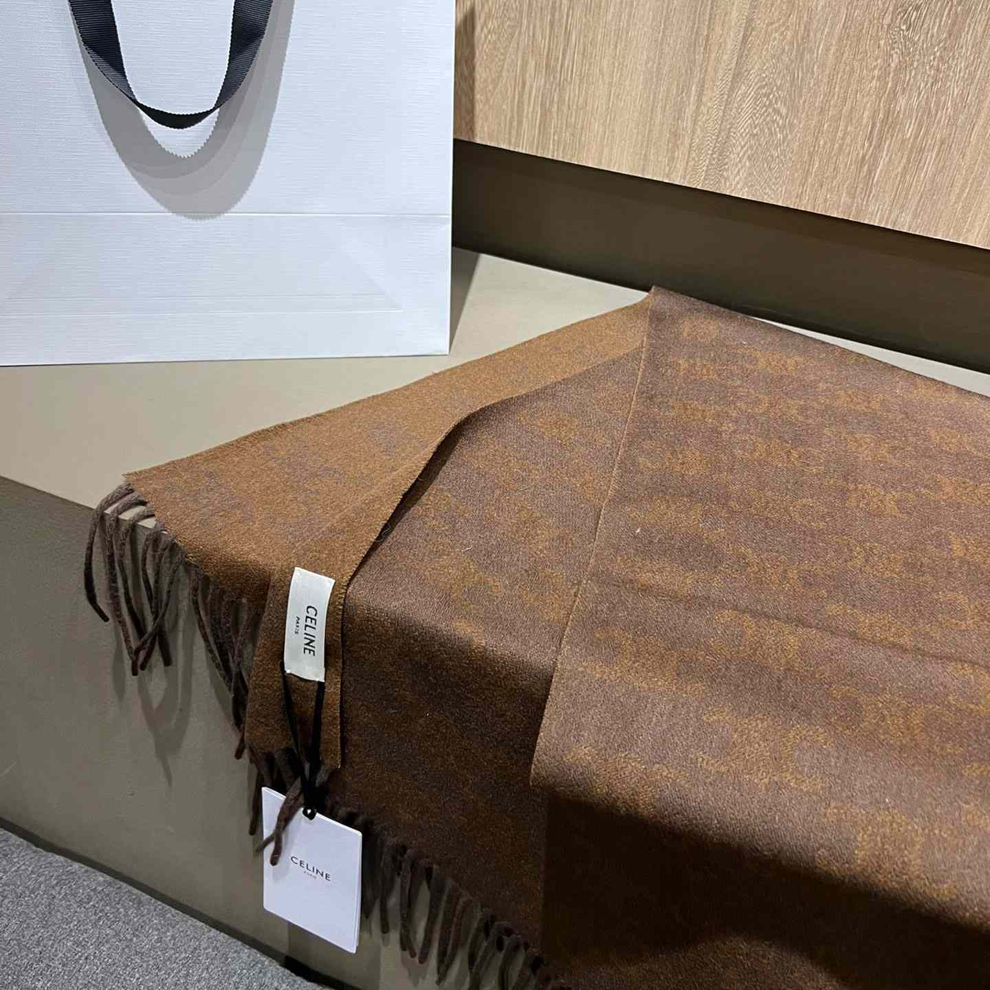 Celine Scarf In Monogram Cashmere Brown/toffee - PerfectKickZ