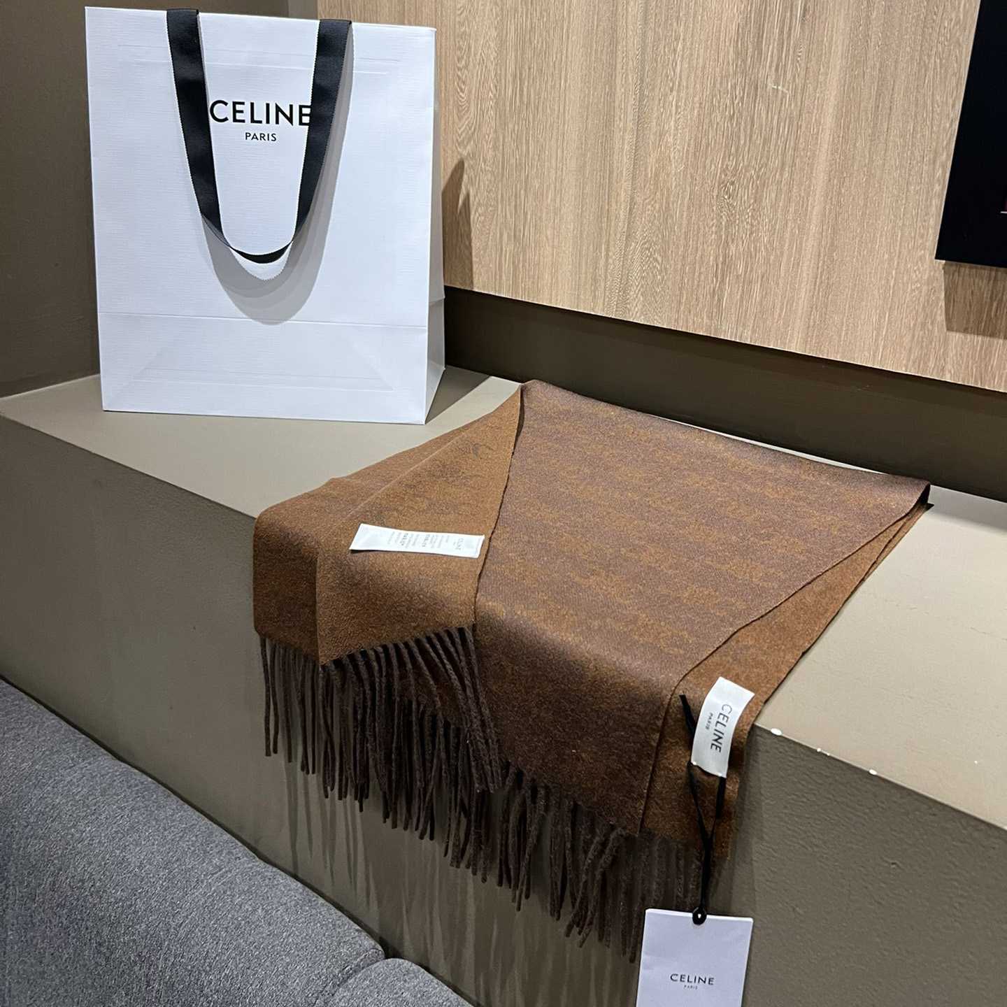 Celine Scarf In Monogram Cashmere Brown/toffee - PerfectKickZ