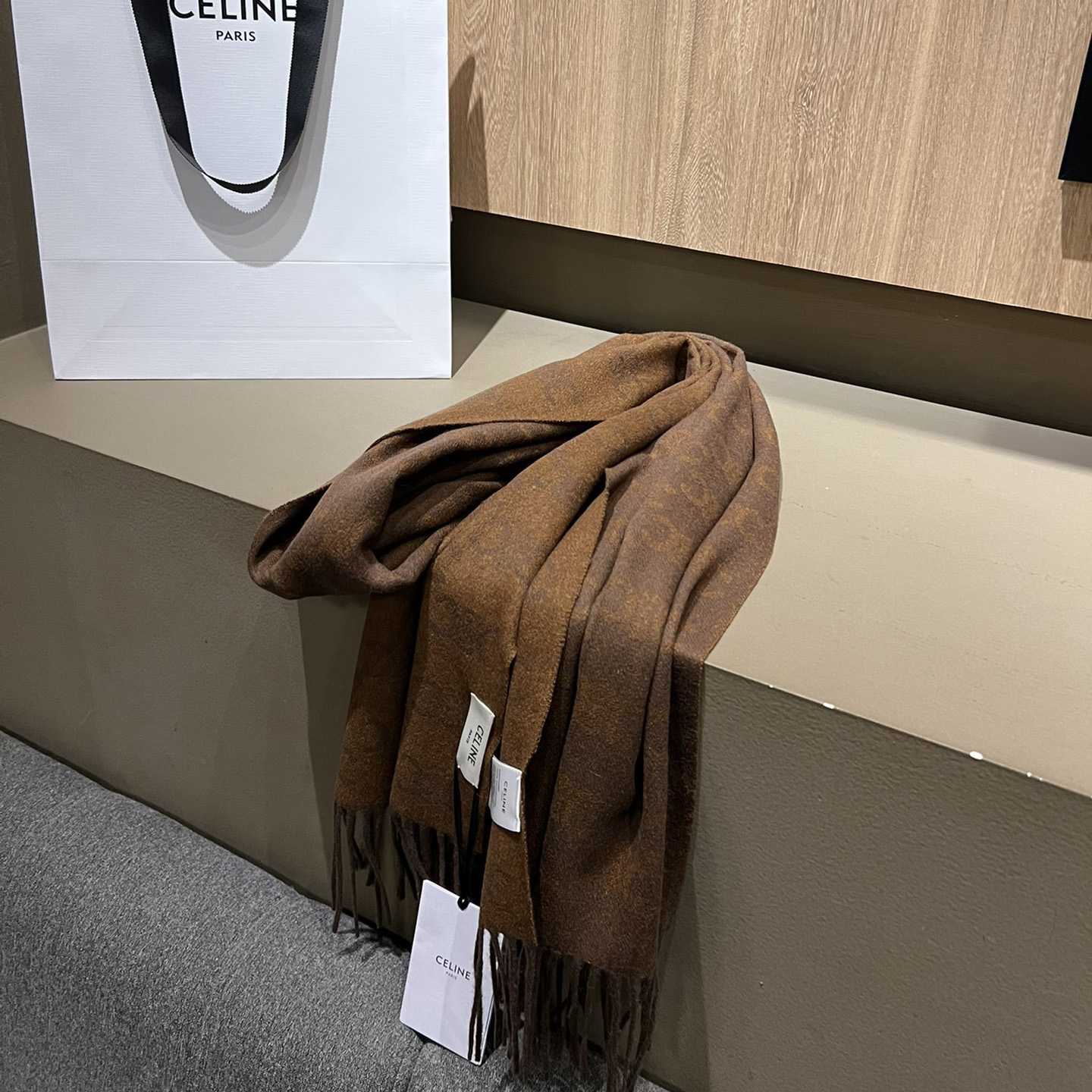 Celine Scarf In Monogram Cashmere Brown/toffee - PerfectKickZ