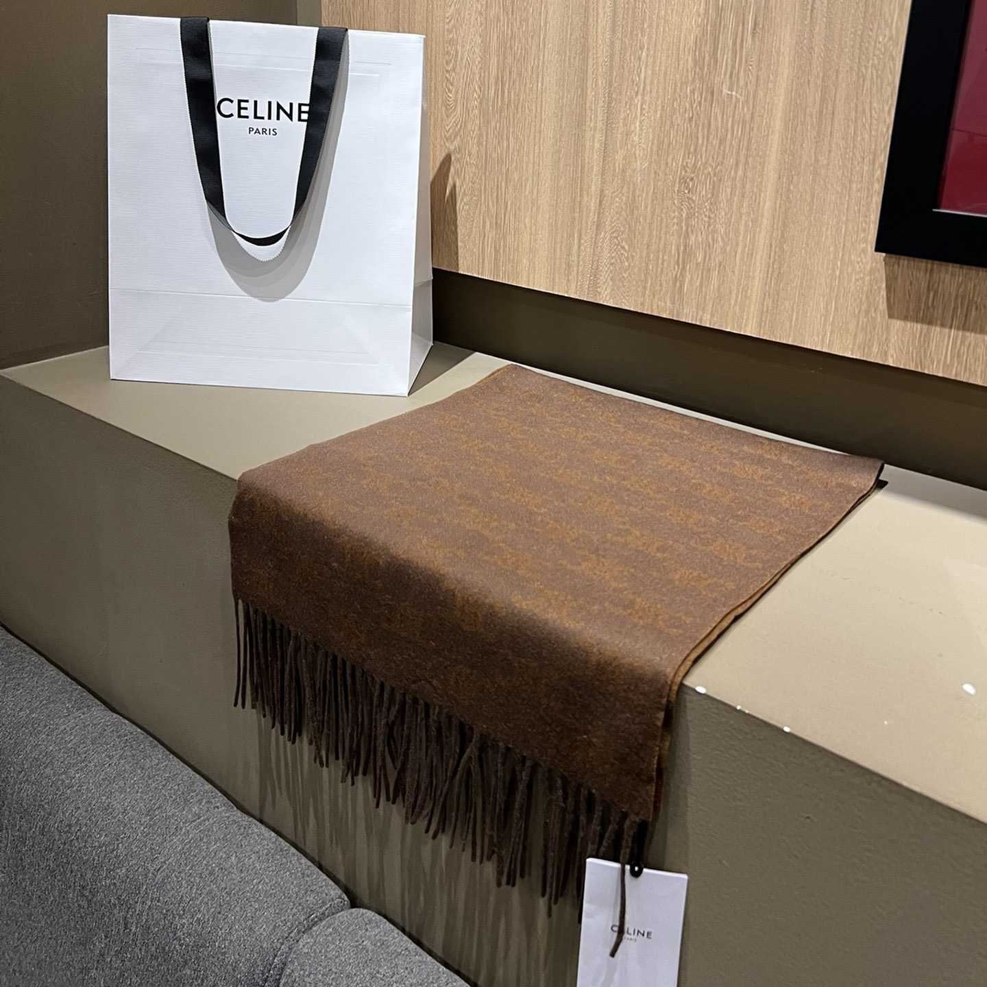 Celine Scarf In Monogram Cashmere Brown/toffee - PerfectKickZ