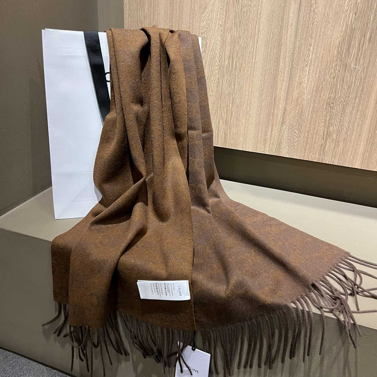 Celine Scarf In Monogram Cashmere Brown/toffee - PerfectKickZ