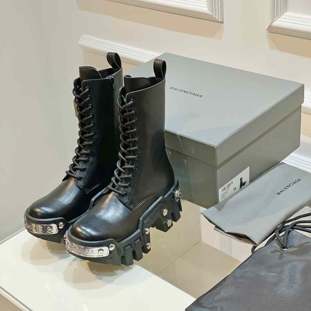 Balenciaga Bulldozer Lace-Up Boot In Black - PerfectKickZ