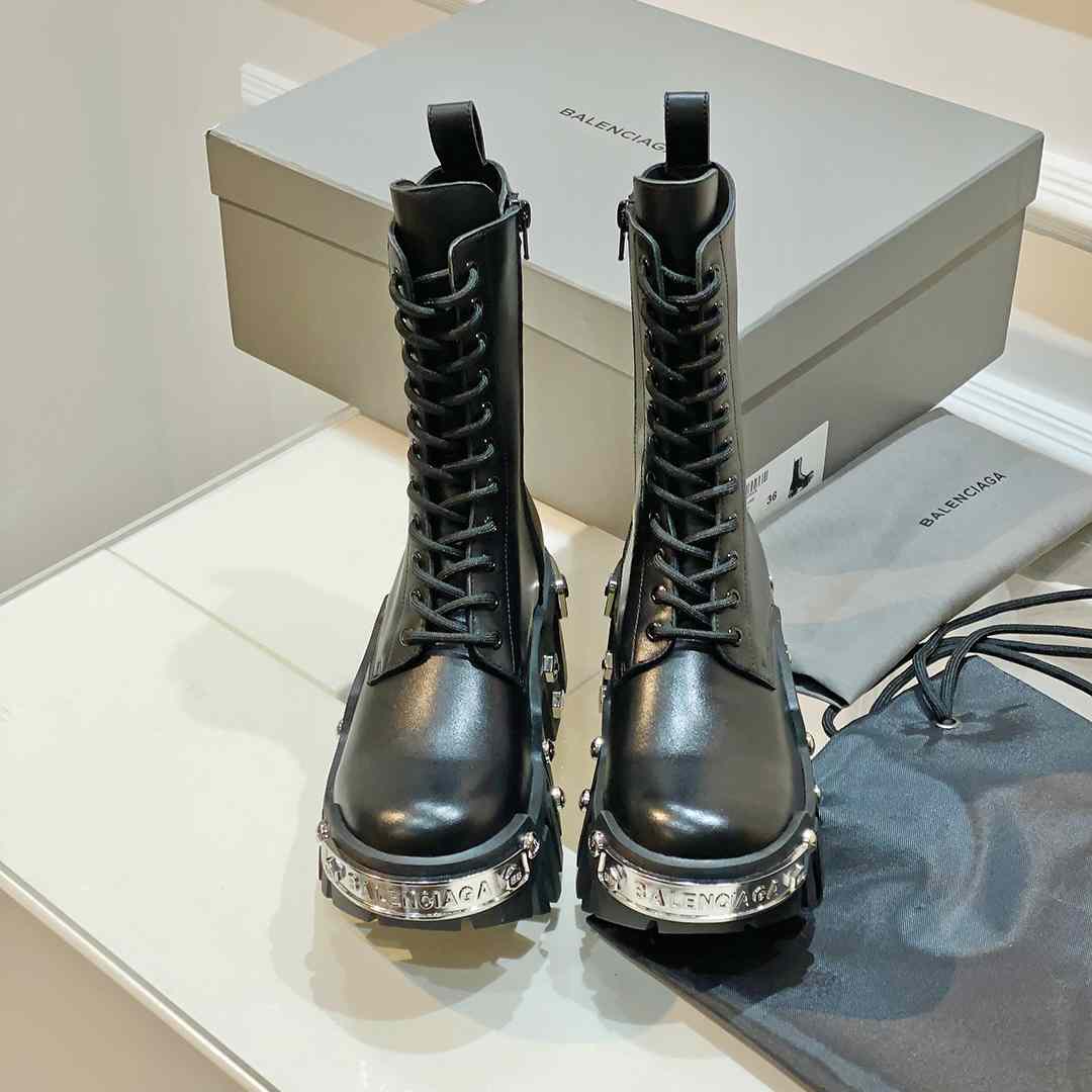 Balenciaga Bulldozer Lace-Up Boot In Black - PerfectKickZ