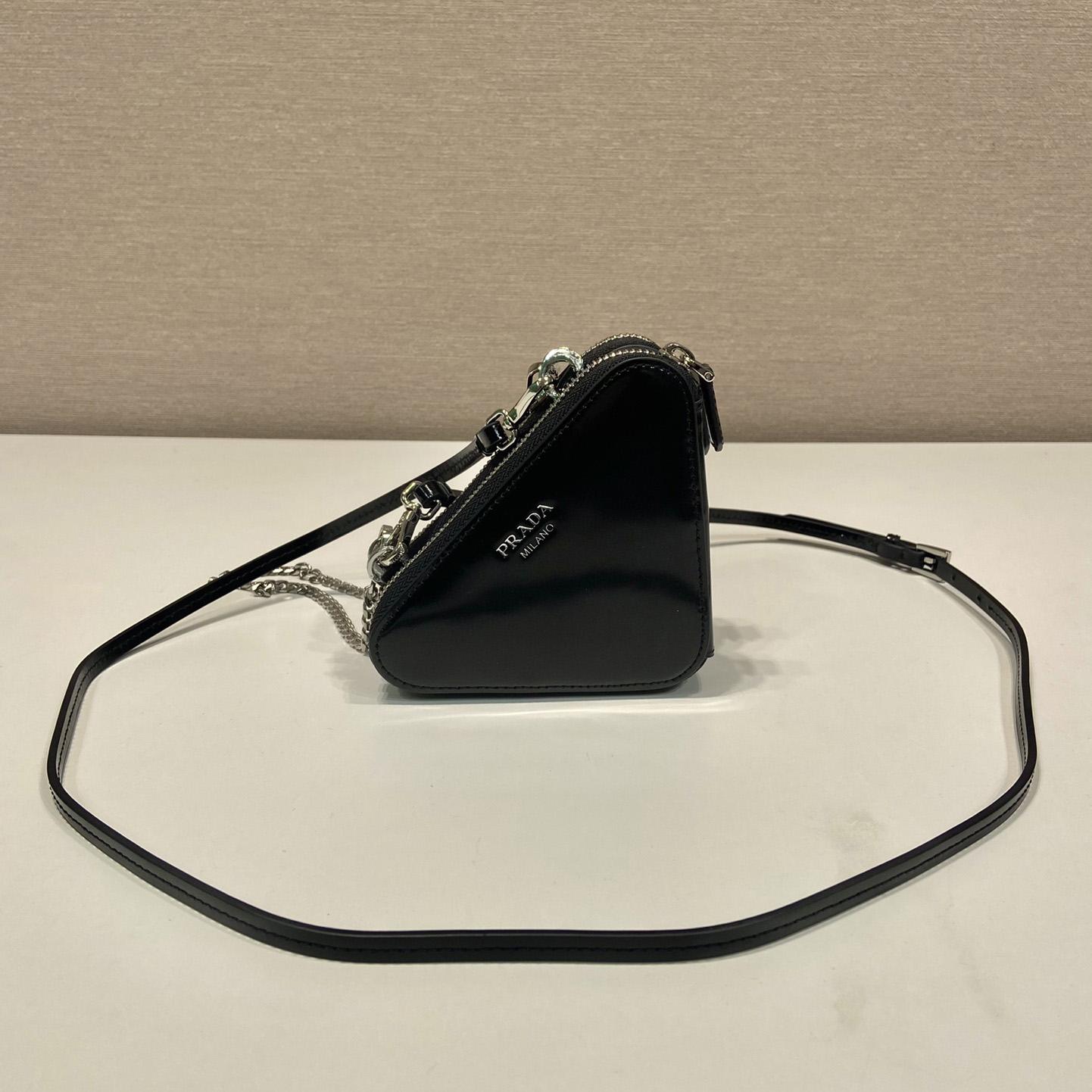 Prada Triangular Embellished Satin And Leather Mini-pouch - PerfectKickZ