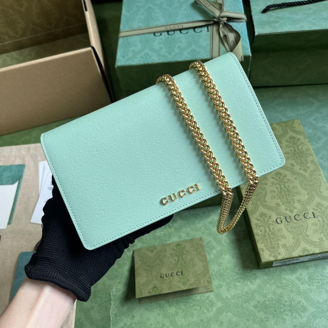 Gucci Chain Wallet With Gucci Script (12.5x 20x 4cm) - PerfectKickZ