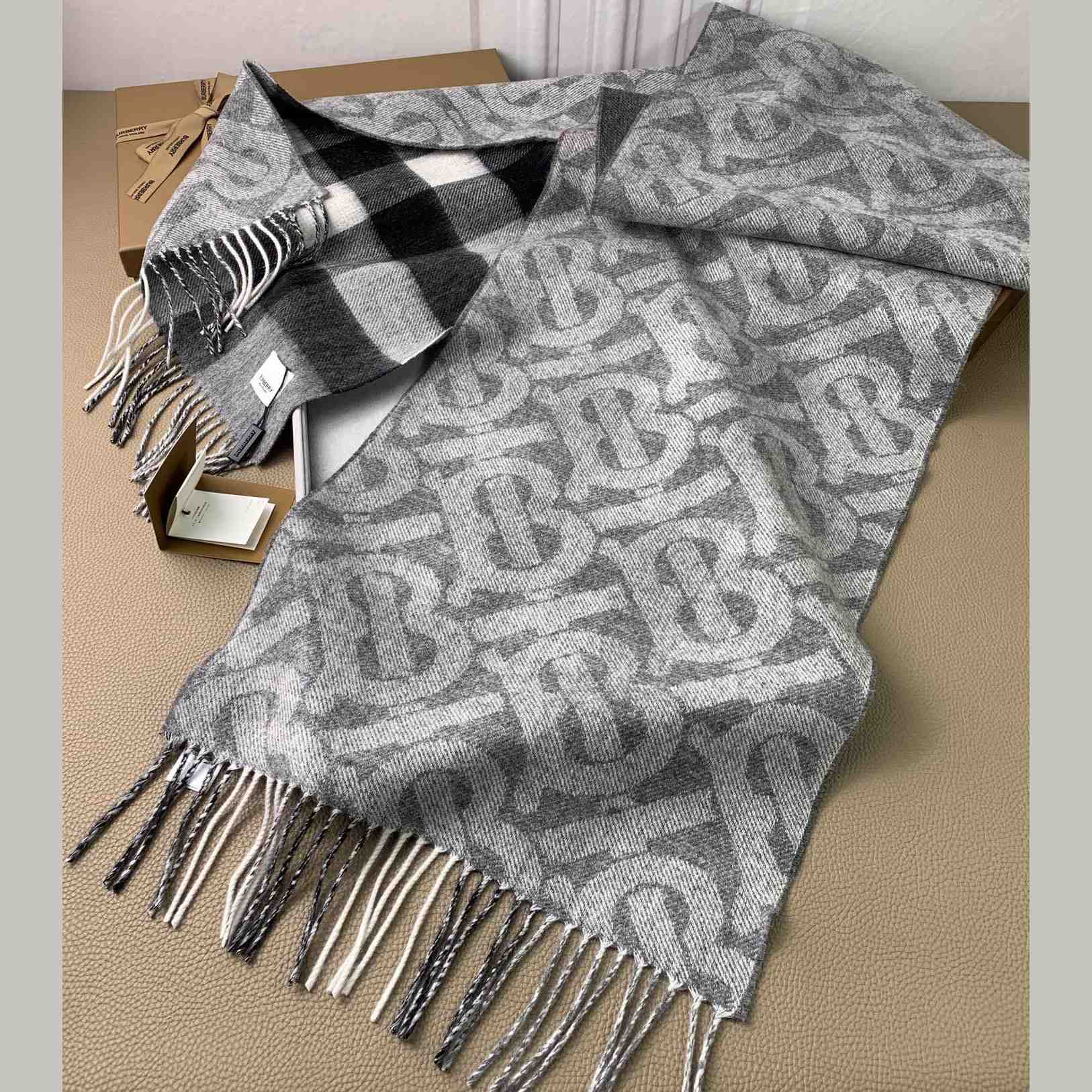 Burberry Check Cashmere Reversible Scarf - PerfectKickZ
