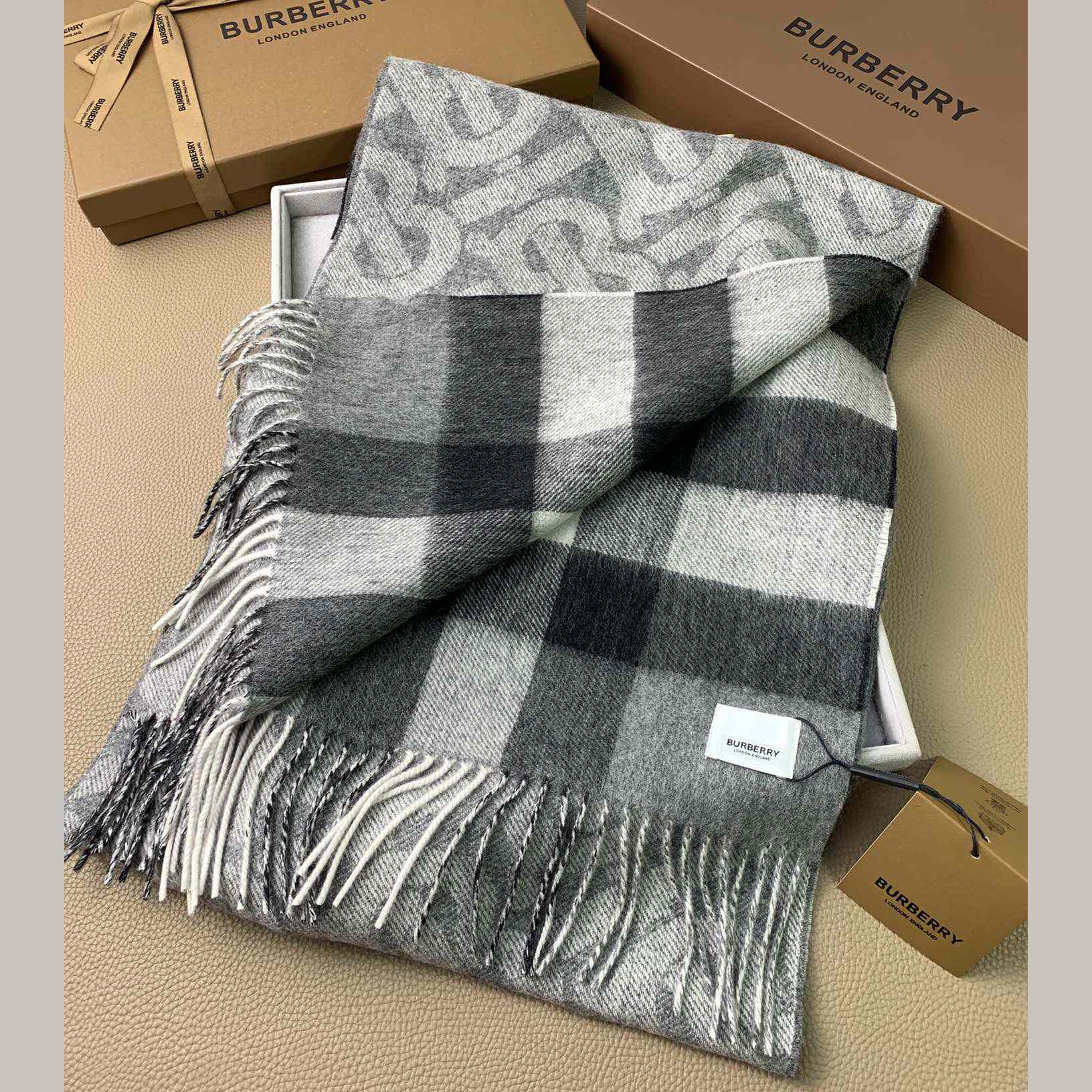 Burberry Check Cashmere Reversible Scarf - PerfectKickZ