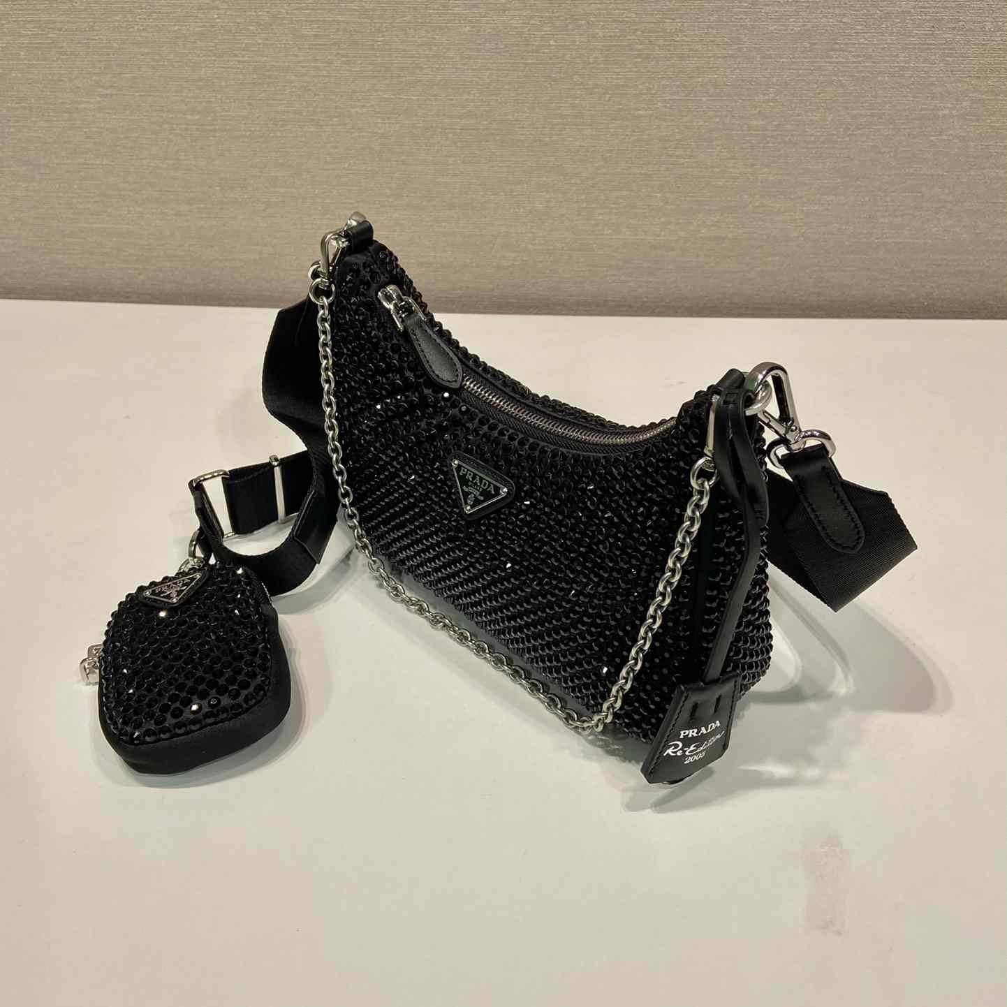 Prada Re-Edition 2005 Satin Bag With Crystals - PerfectKickZ