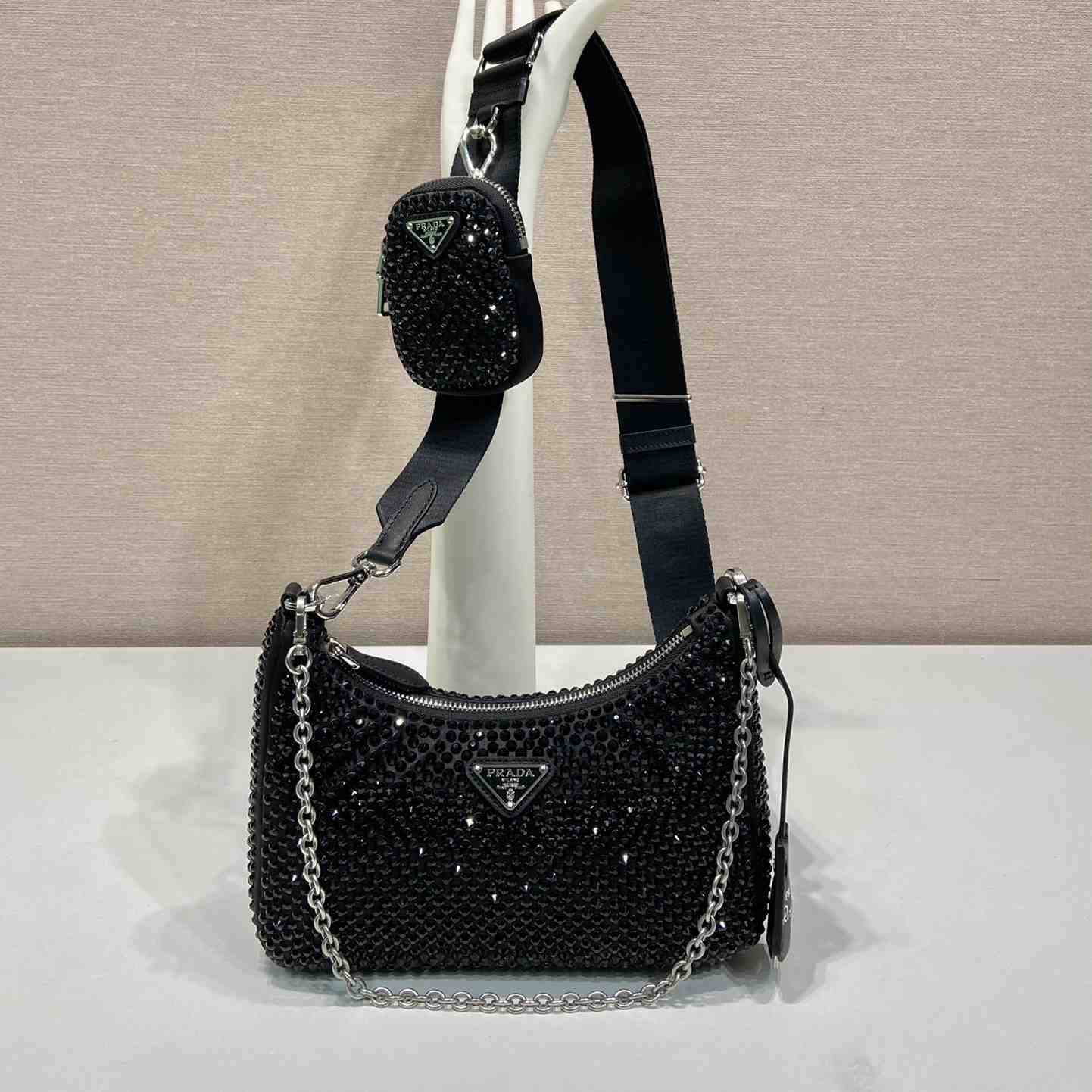 Prada Re-Edition 2005 Satin Bag With Crystals - PerfectKickZ
