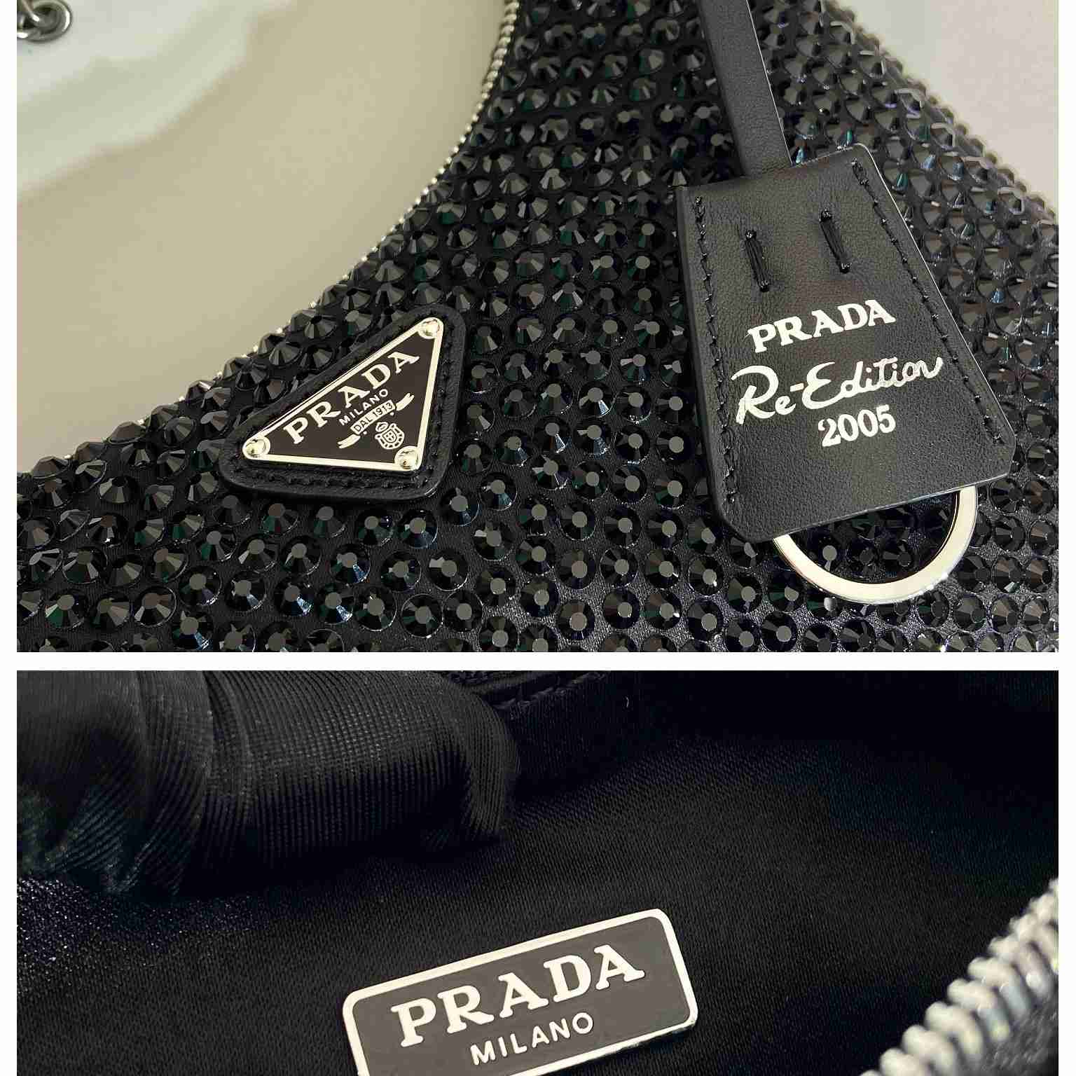 Prada Re-Edition 2005 Satin Bag With Crystals - PerfectKickZ