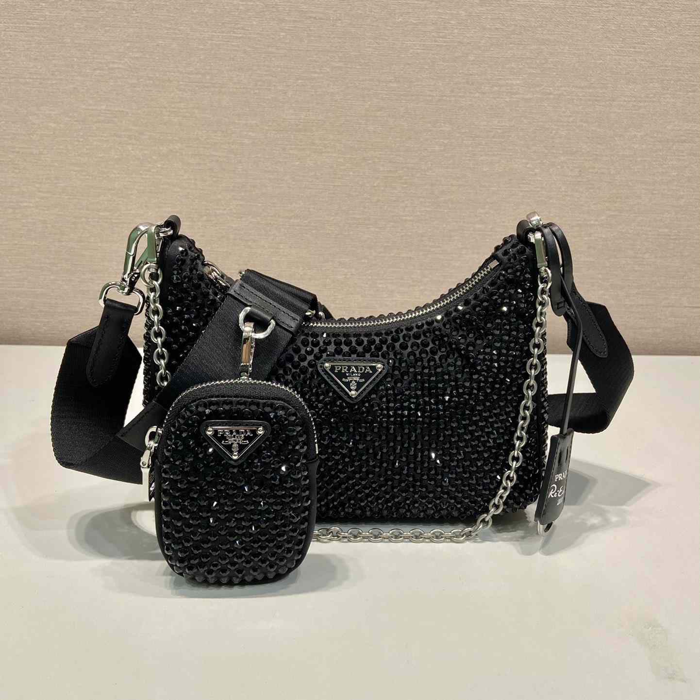 Prada Re-Edition 2005 Satin Bag With Crystals - PerfectKickZ