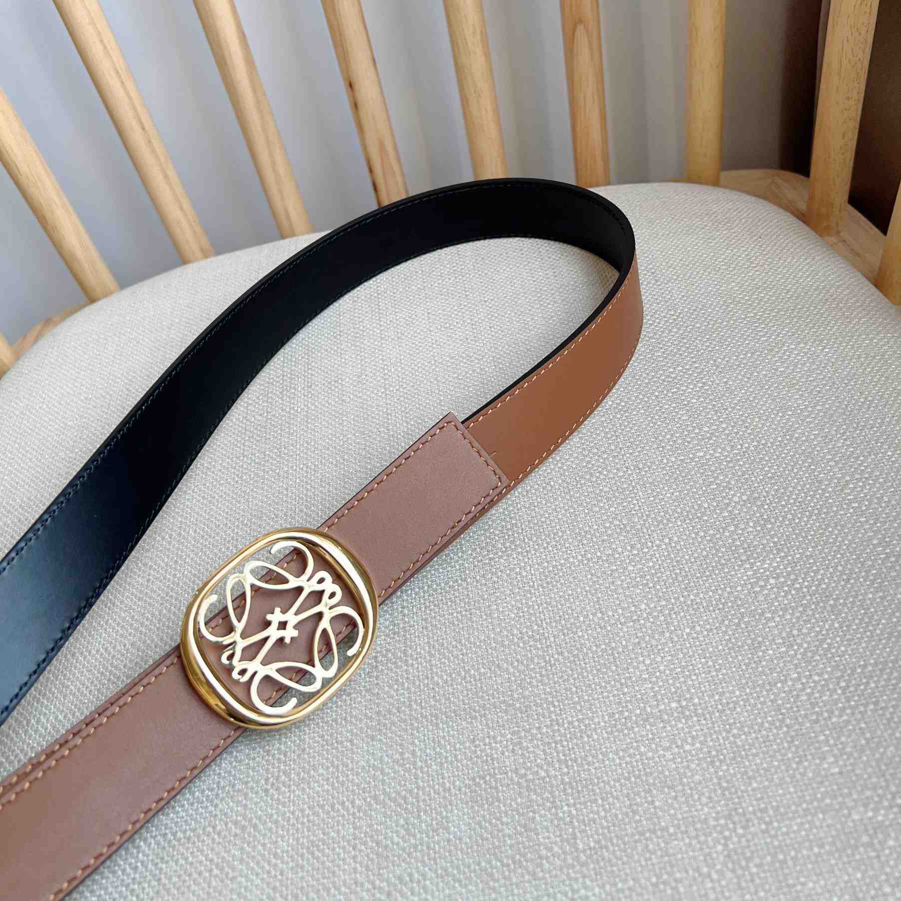 Loewe Reversible Anagram Ellipse belt In Smooth Calfskin - PerfectKickZ