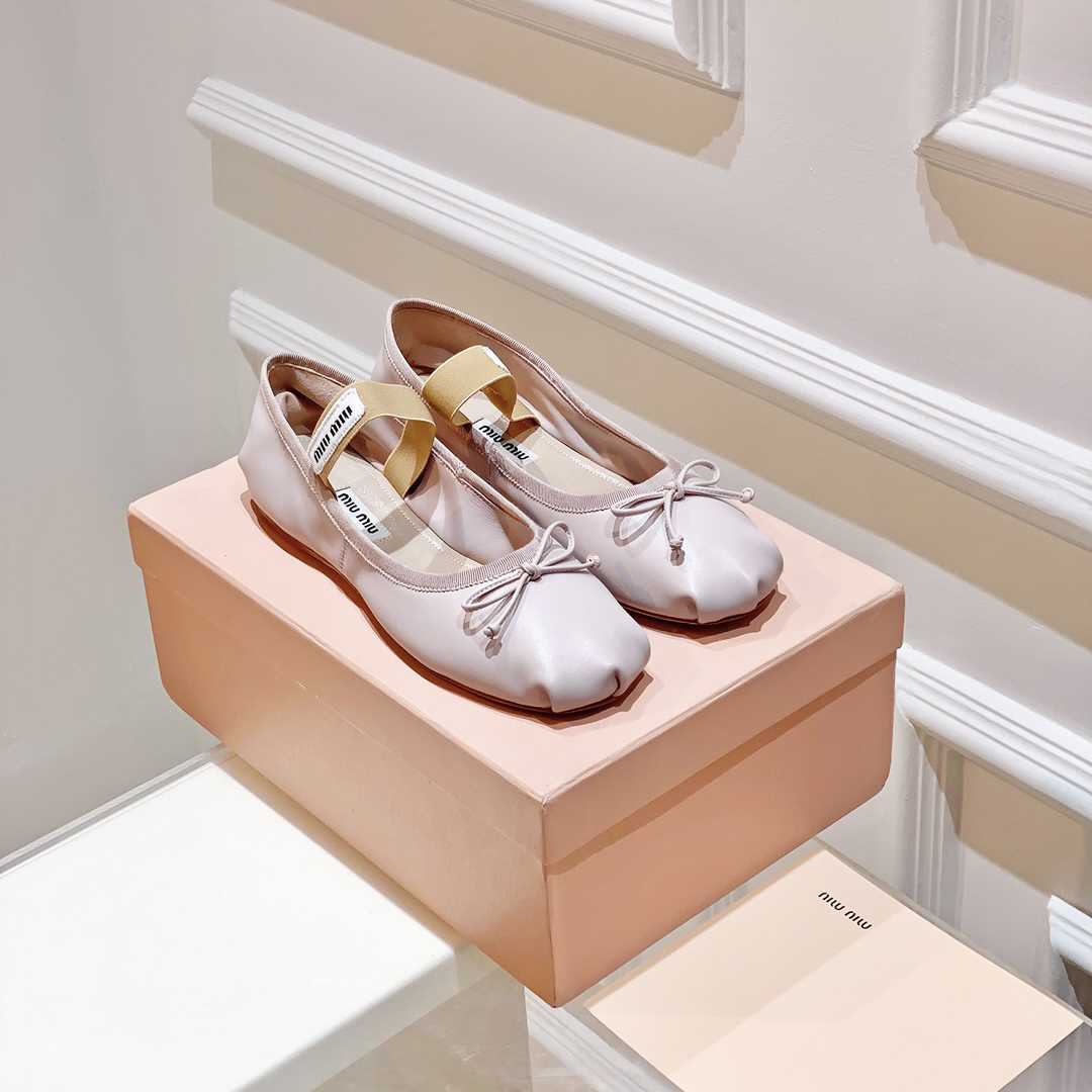 Miu Miu Satin Bow Ballerina Flats - PerfectKickZ