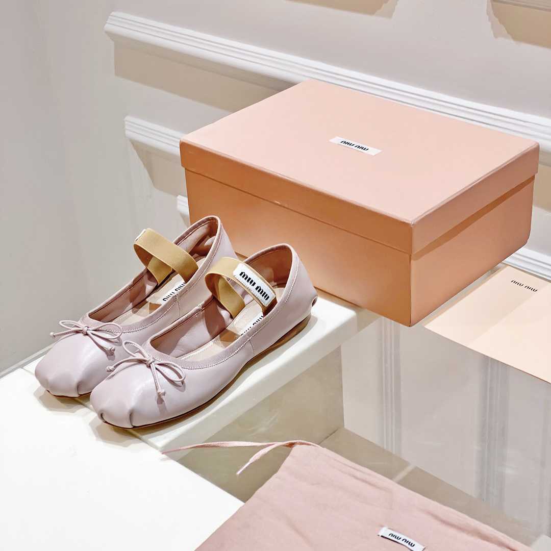 Miu Miu Satin Bow Ballerina Flats - 