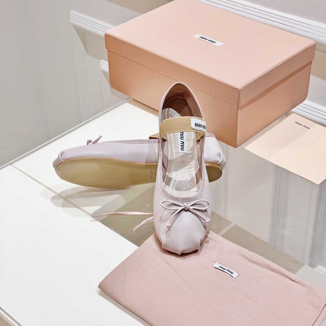 Miu Miu Satin Bow Ballerina Flats - 