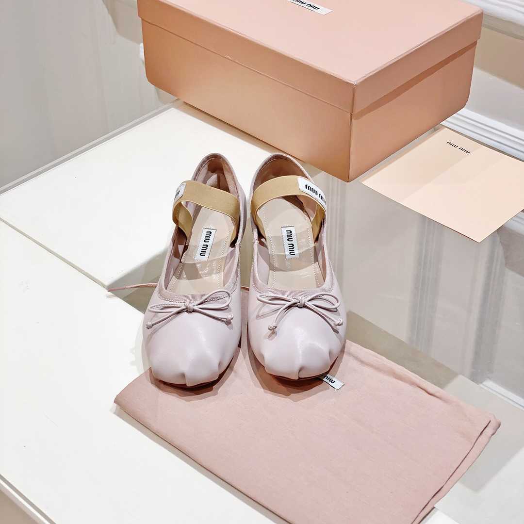Miu Miu Satin Bow Ballerina Flats - 