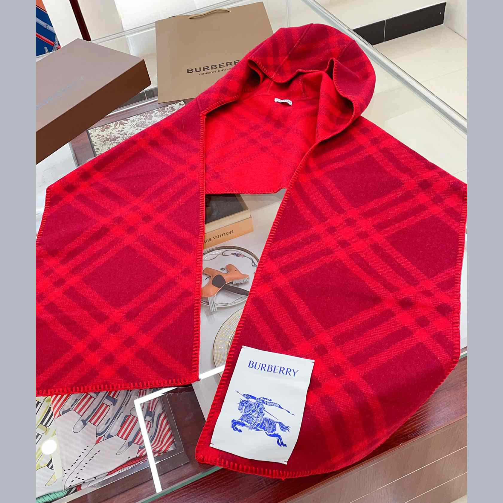 Burberry Check Wool Hooded Scarf - PerfectKickZ
