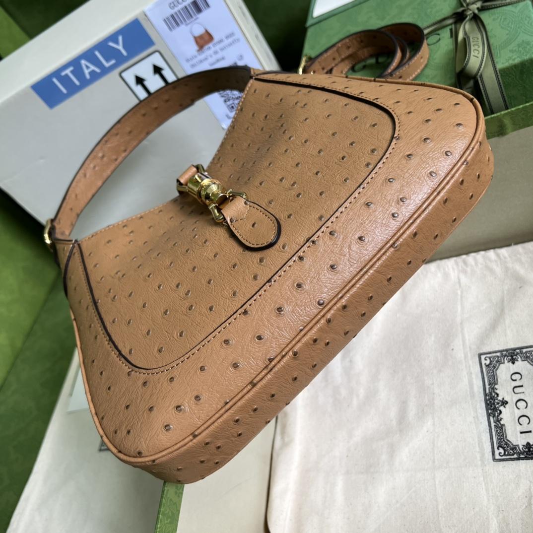 Gucci Jackie 1961 Ostrich Small Shoulder Bag(27.5*19*4cm) - PerfectKickZ