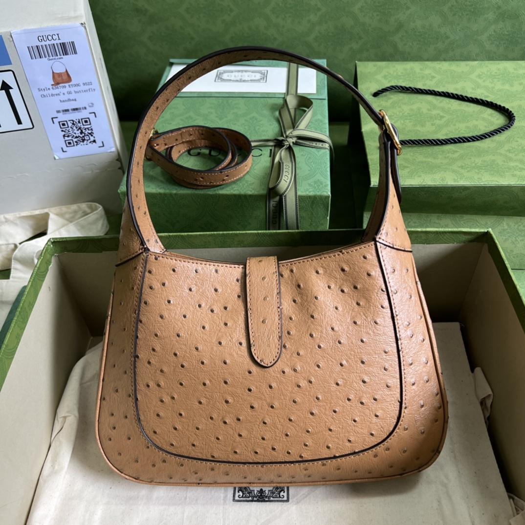 Gucci Jackie 1961 Ostrich Small Shoulder Bag(27.5*19*4cm) - PerfectKickZ