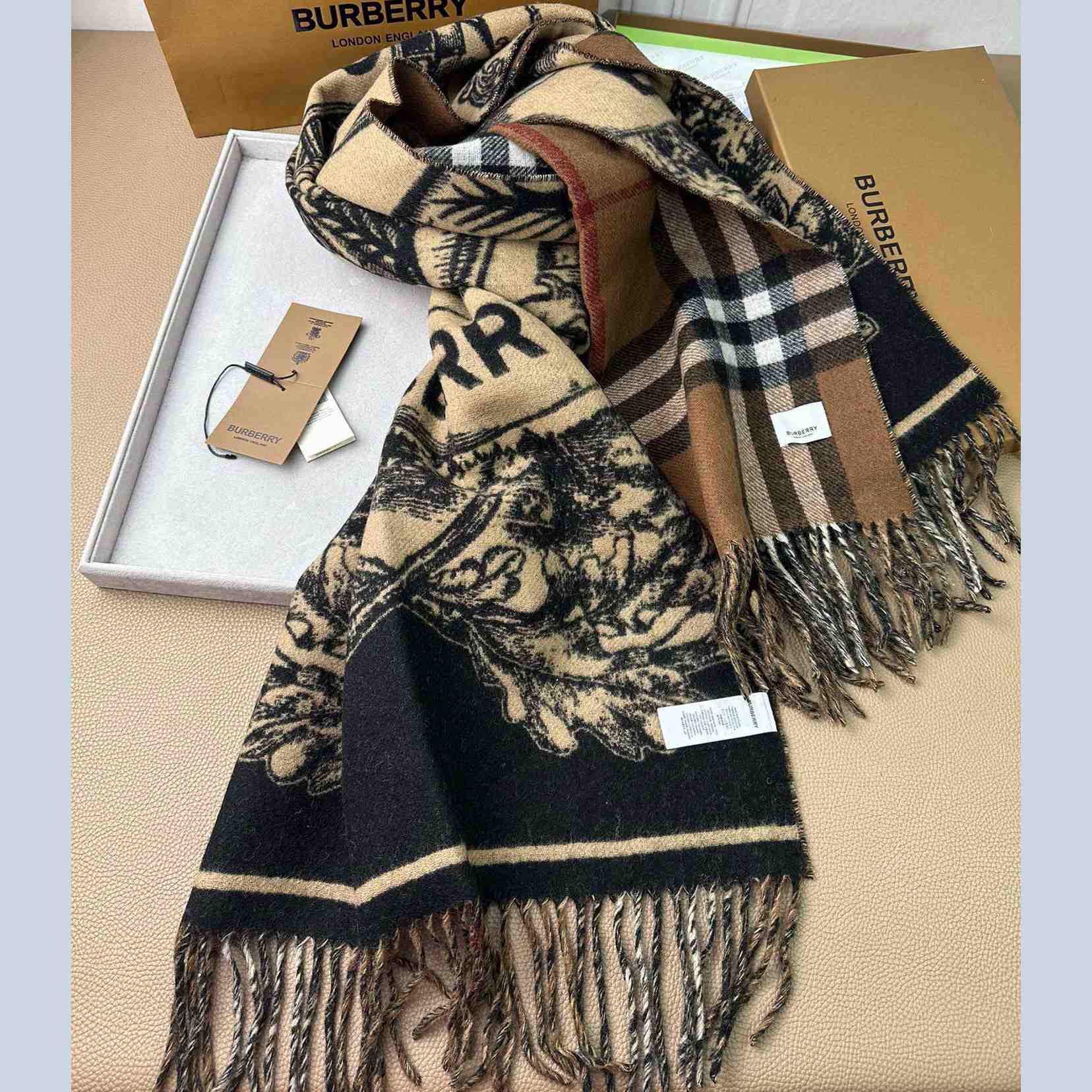 Burberry EKD Cashmere Reversible Scarf - PerfectKickZ