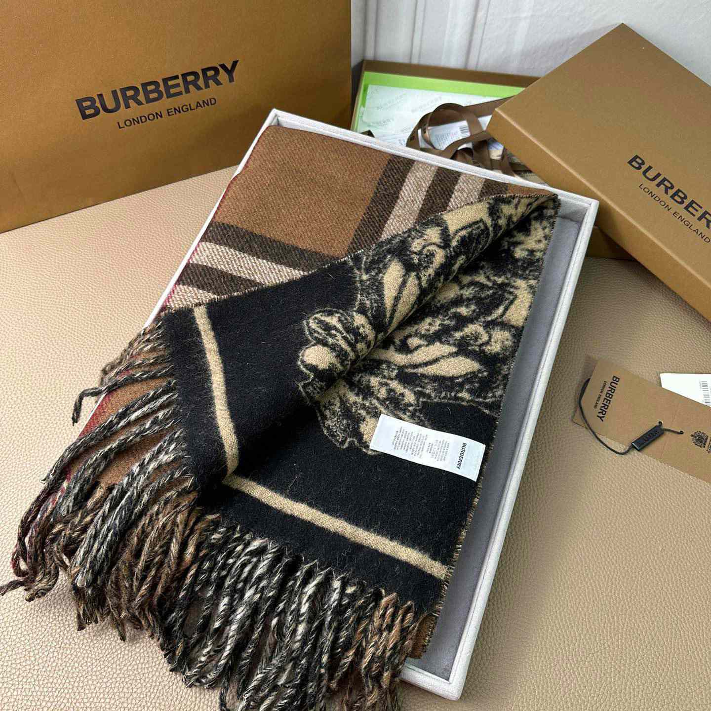 Burberry EKD Cashmere Reversible Scarf - PerfectKickZ