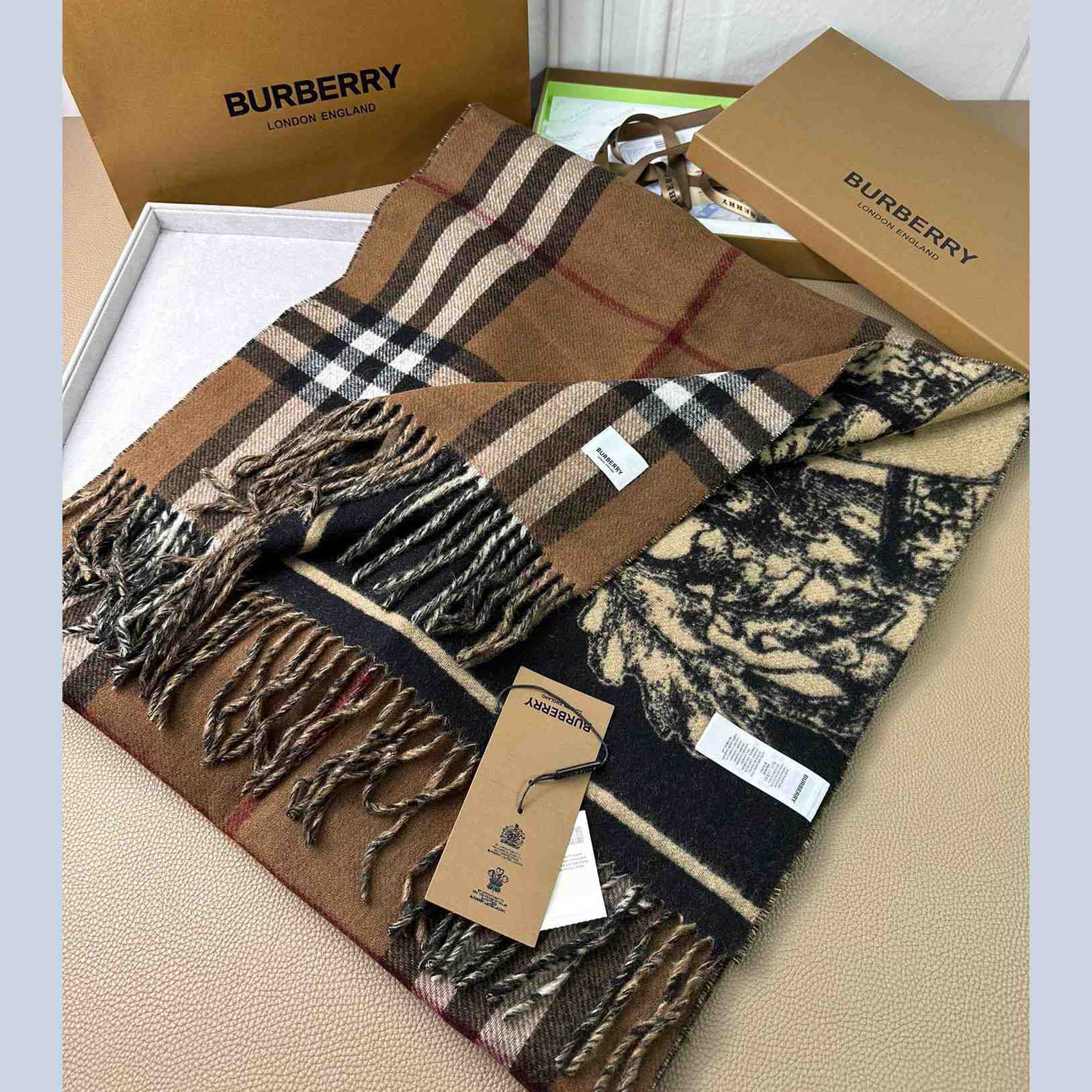 Burberry EKD Cashmere Reversible Scarf - PerfectKickZ