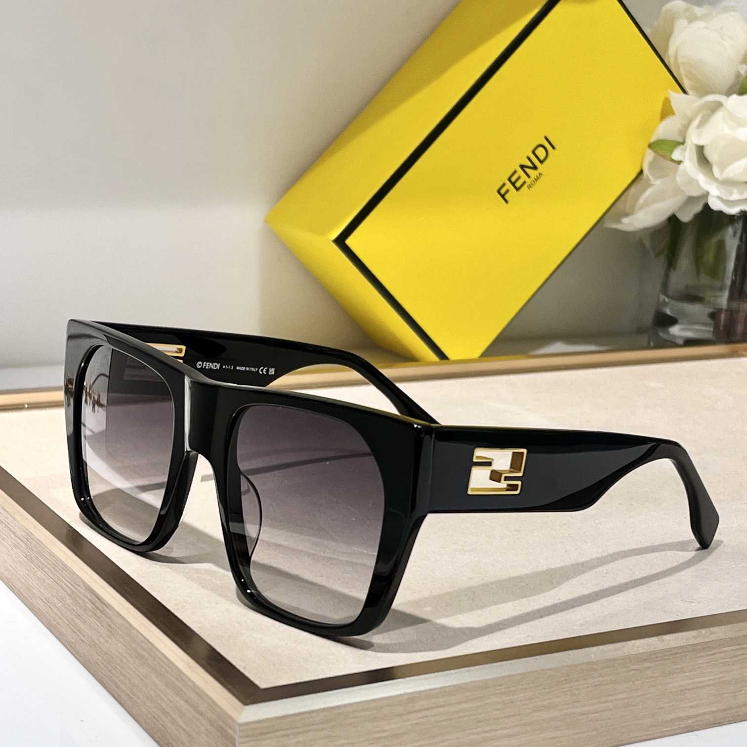 Fendi Baguette Black Acetate Sunglasses - PerfectKickZ