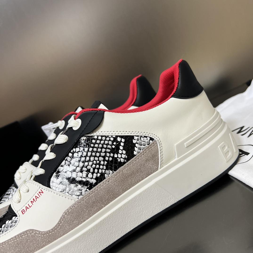 Balmain B-Court Flip Snakeskin-effect Leather And Suede Trainers - 