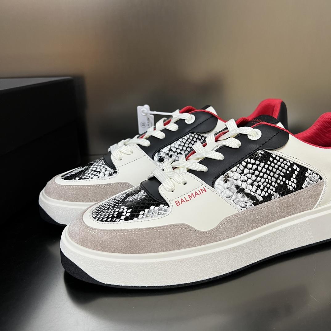 Balmain B-Court Flip Snakeskin-effect Leather And Suede Trainers - 