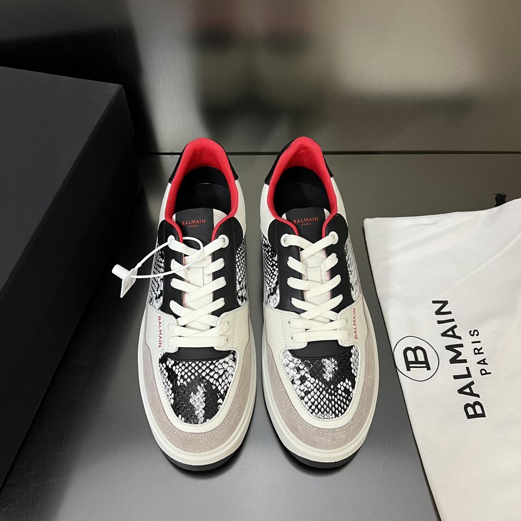 Balmain B-Court Flip Snakeskin-effect Leather And Suede Trainers - 